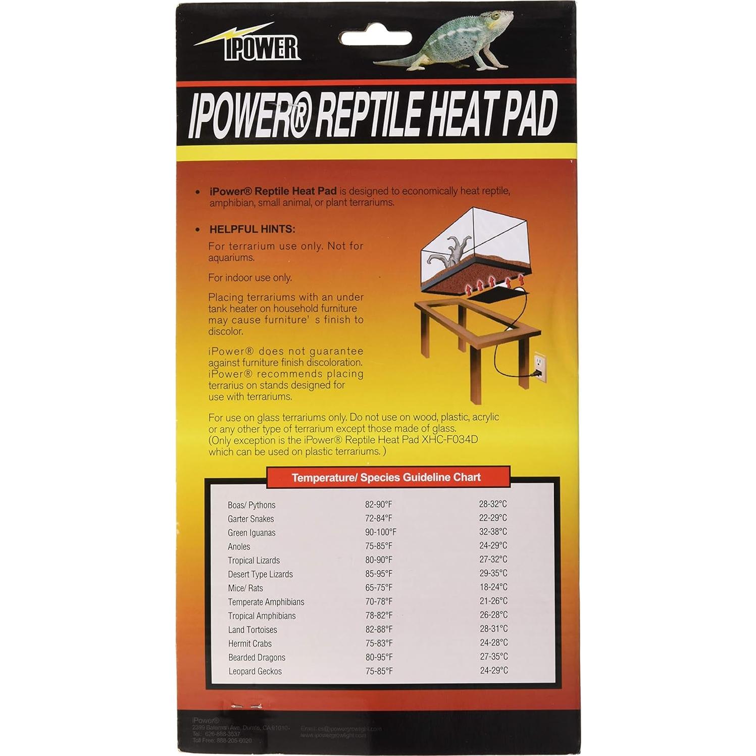 Almohadilla Térmica iPower 6x8" 8W para Reptiles y Anfibios