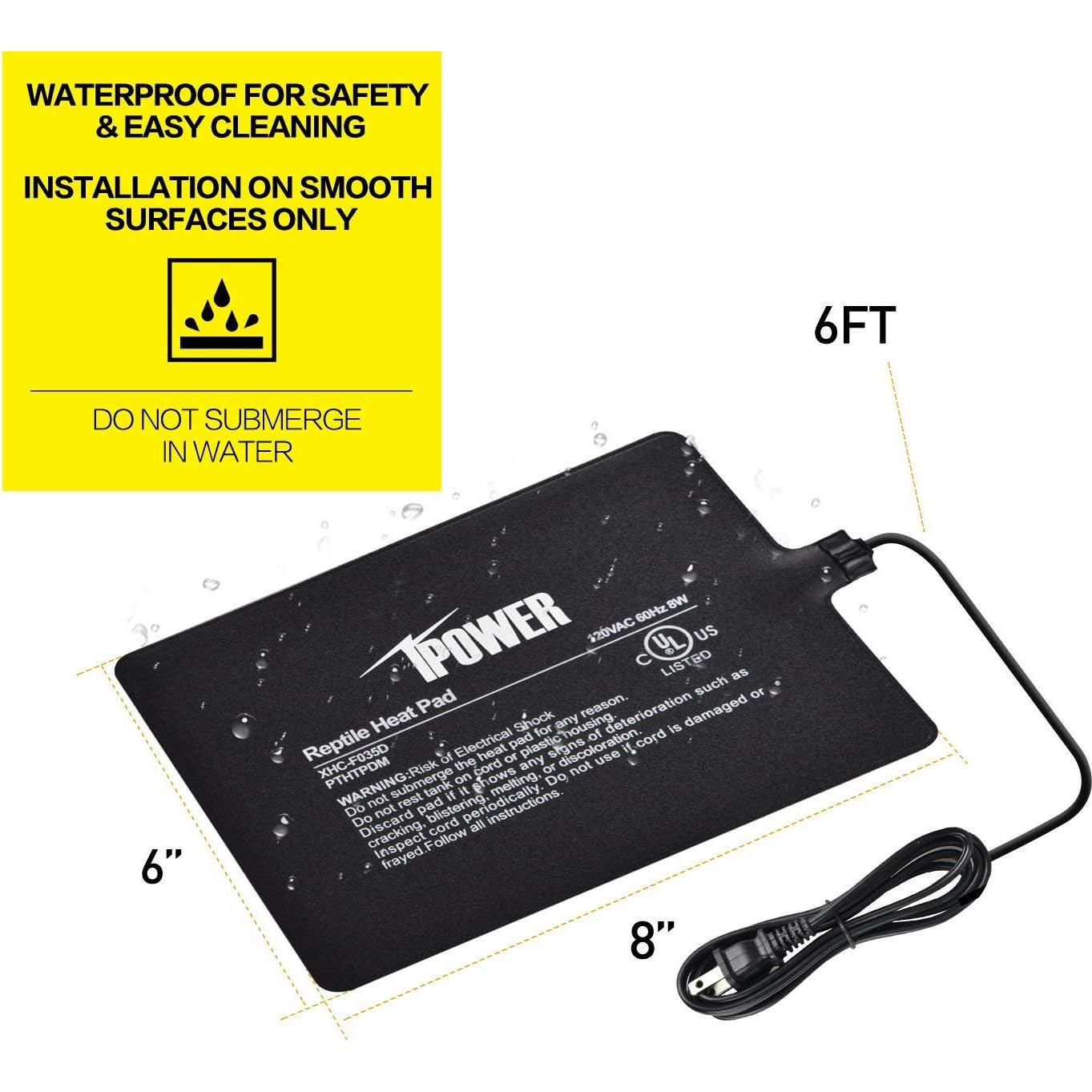 Almohadilla Térmica iPower 6x8" 8W para Reptiles y Anfibios