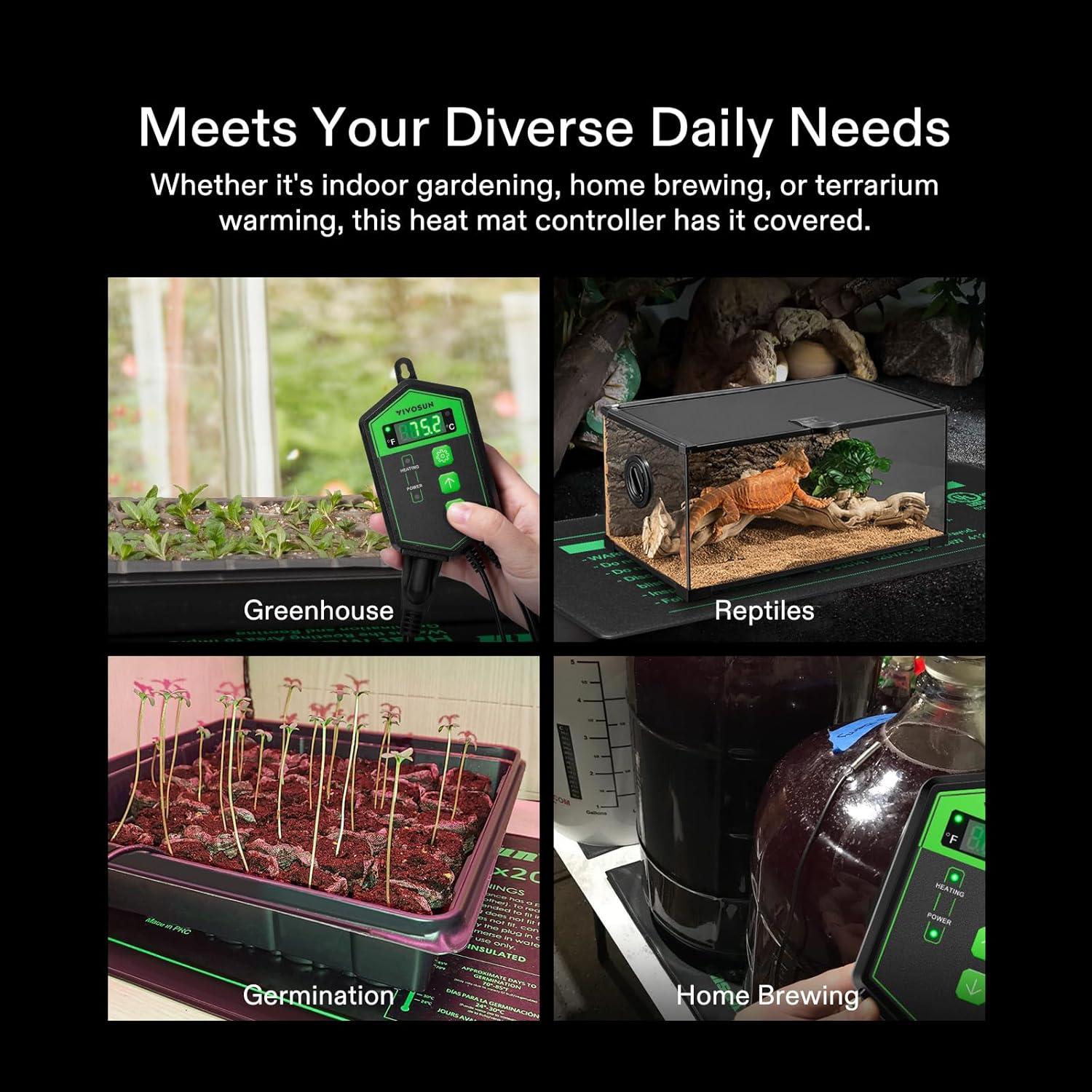 Controlador de Termostato Digital VIVOSUN 1000W para Reptiles y Plántulas