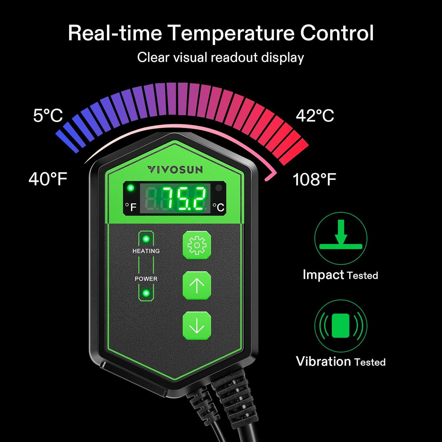 Controlador de Termostato Digital VIVOSUN 1000W para Reptiles y Plántulas
