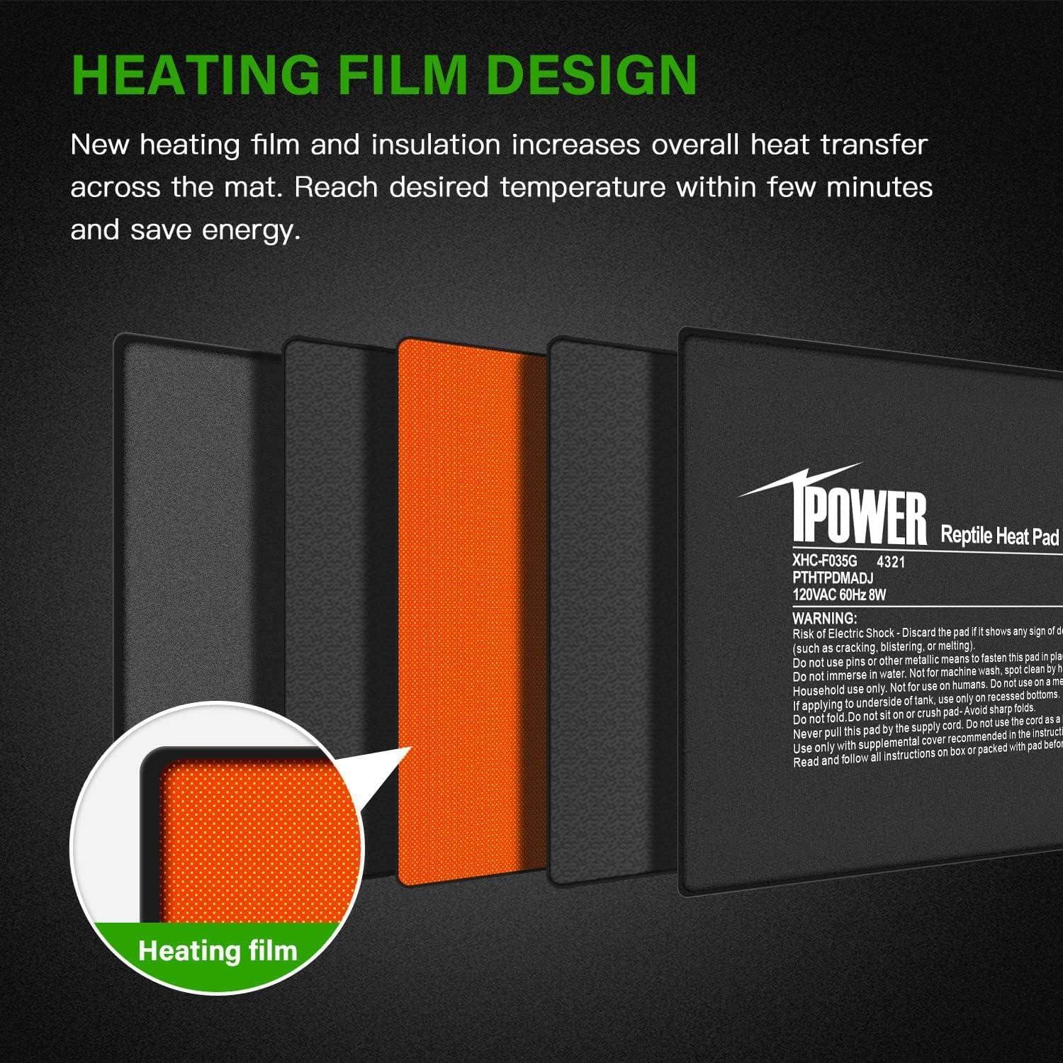 Almohadilla Térmica para Reptiles iPower 15x20cm 8W Ajustable