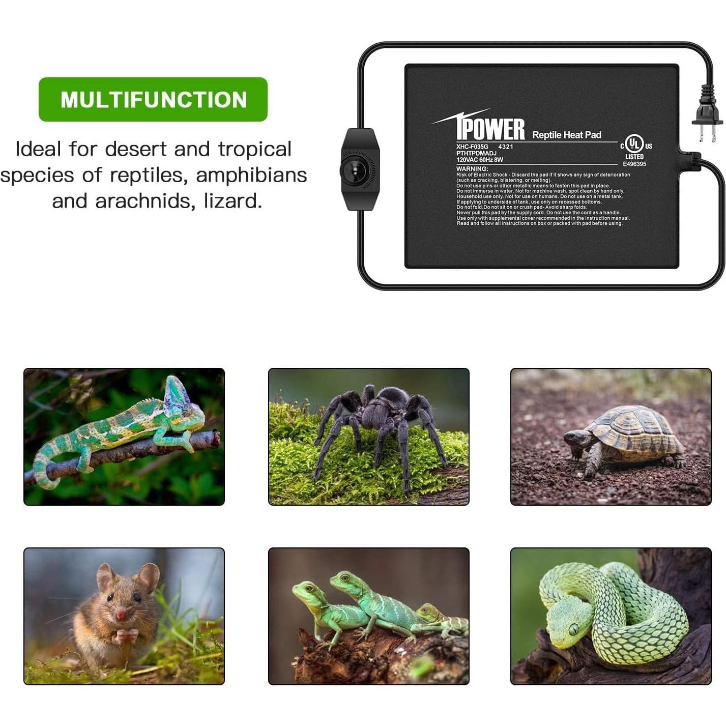 Almohadilla Térmica para Reptiles iPower 15x20cm 8W Ajustable