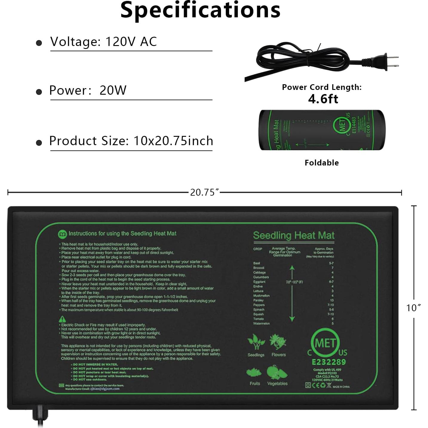 Alfombrilla Térmica para Semillas AWLYLNLL 25.4x52.7cm 21W