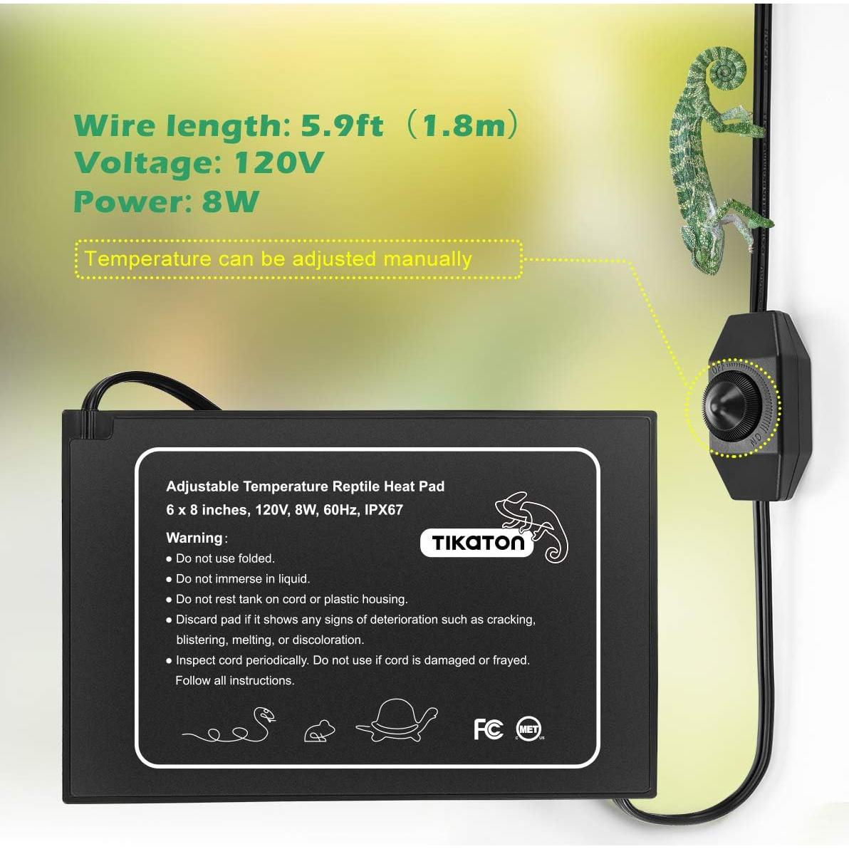 Almohadilla Térmica Ajustable Tikaton para Reptiles 2 Paquete