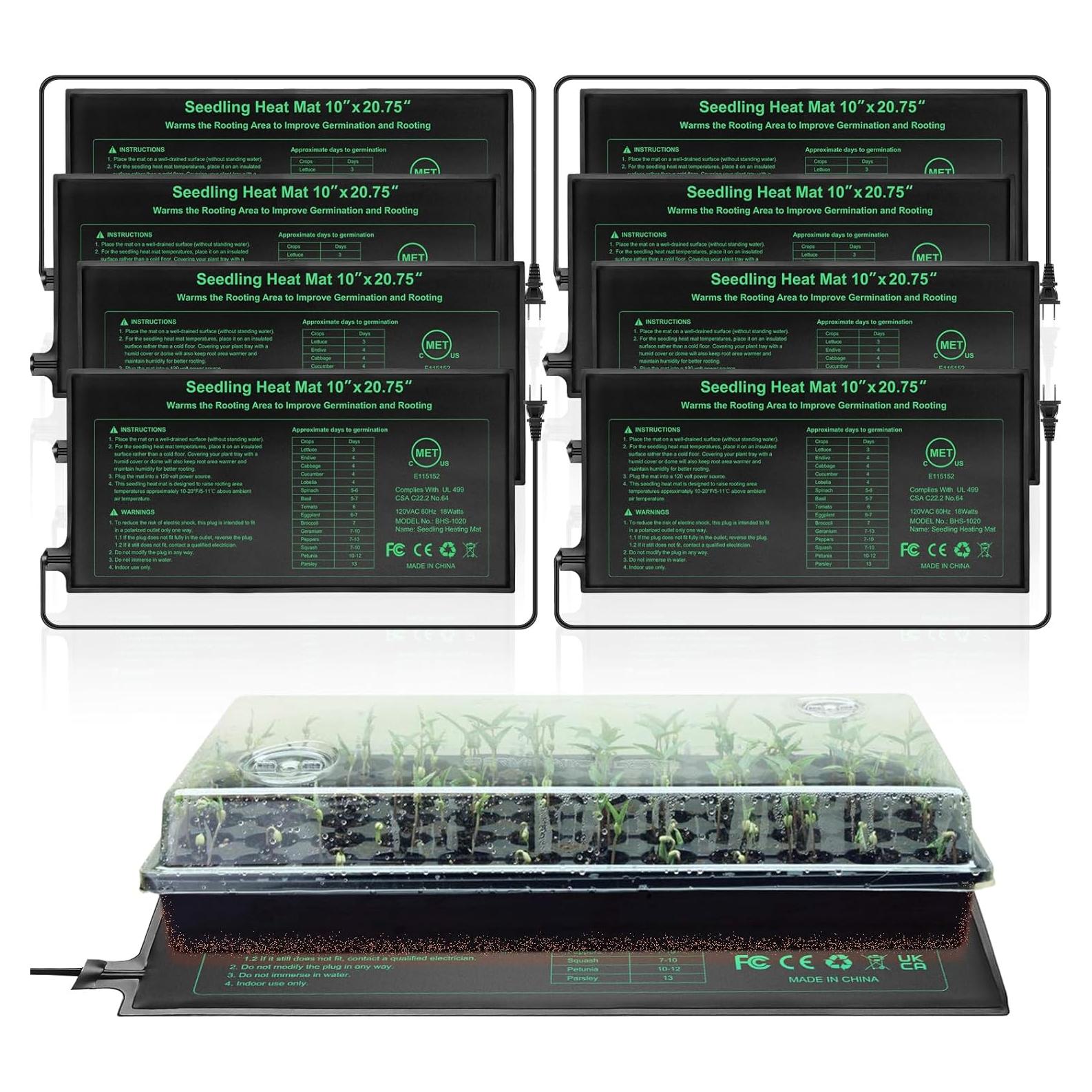 Alfombrilla Térmica Hidropónica 8 Pack HYDGOOHO 25.4x52.7cm