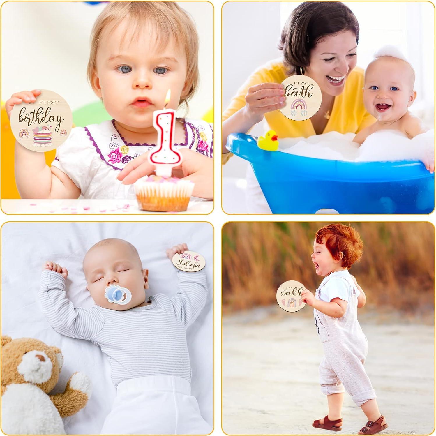 16 Discos de Hitos Mensuales de Madera Tiamon para Bebés