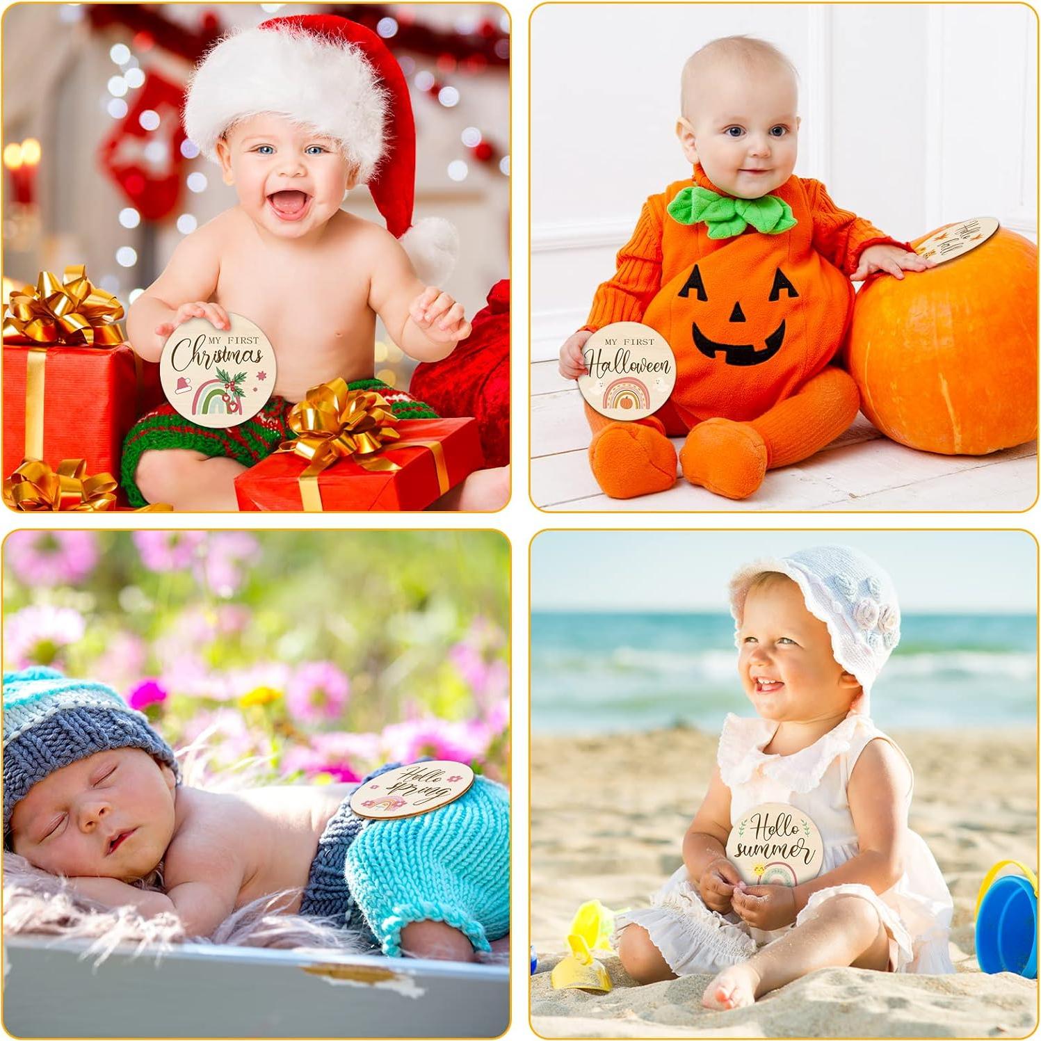 16 Discos de Hitos Mensuales de Madera Tiamon para Bebés