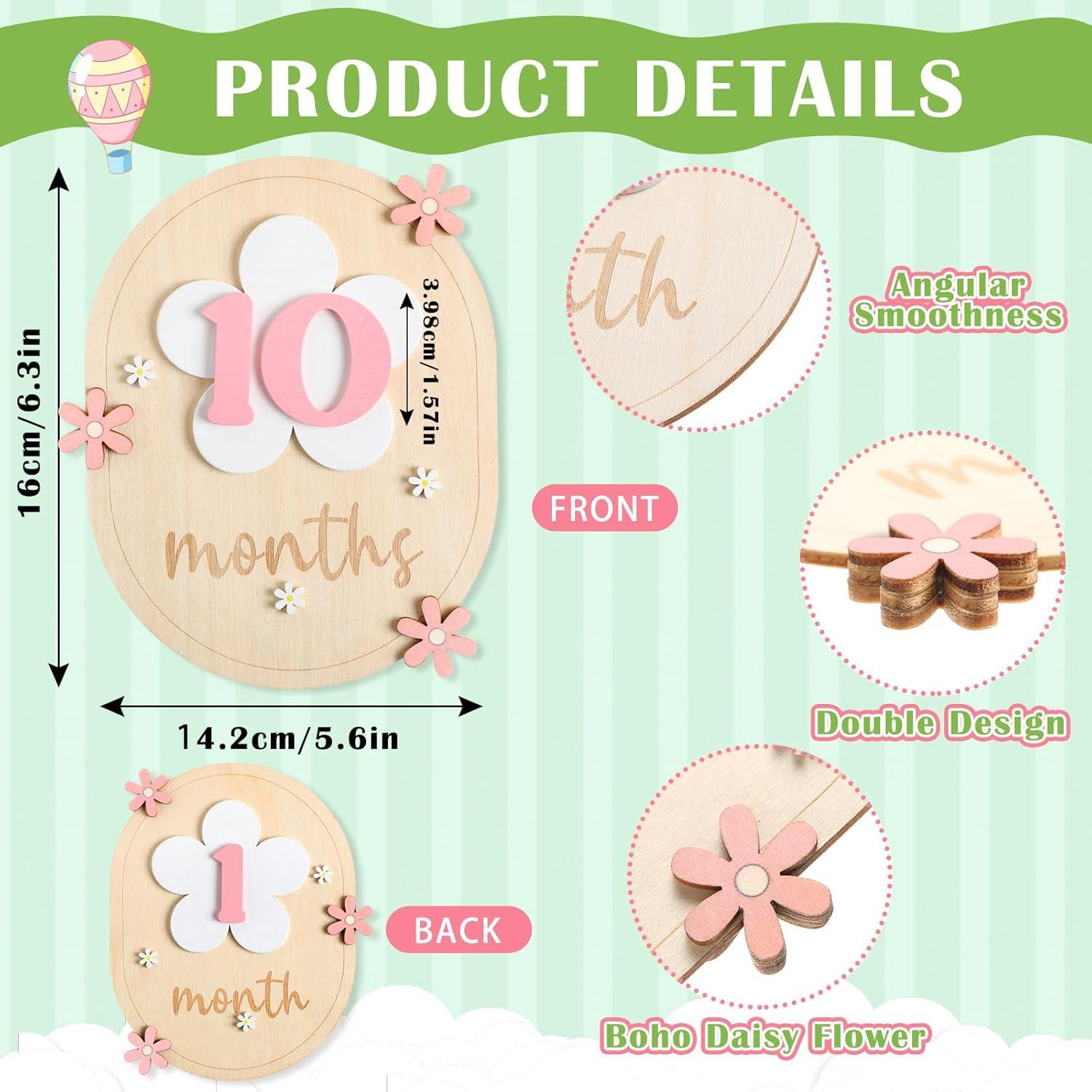 Tarjetas de Hitos Mensuales para Bebés Beeveer - Madera 16x13cm