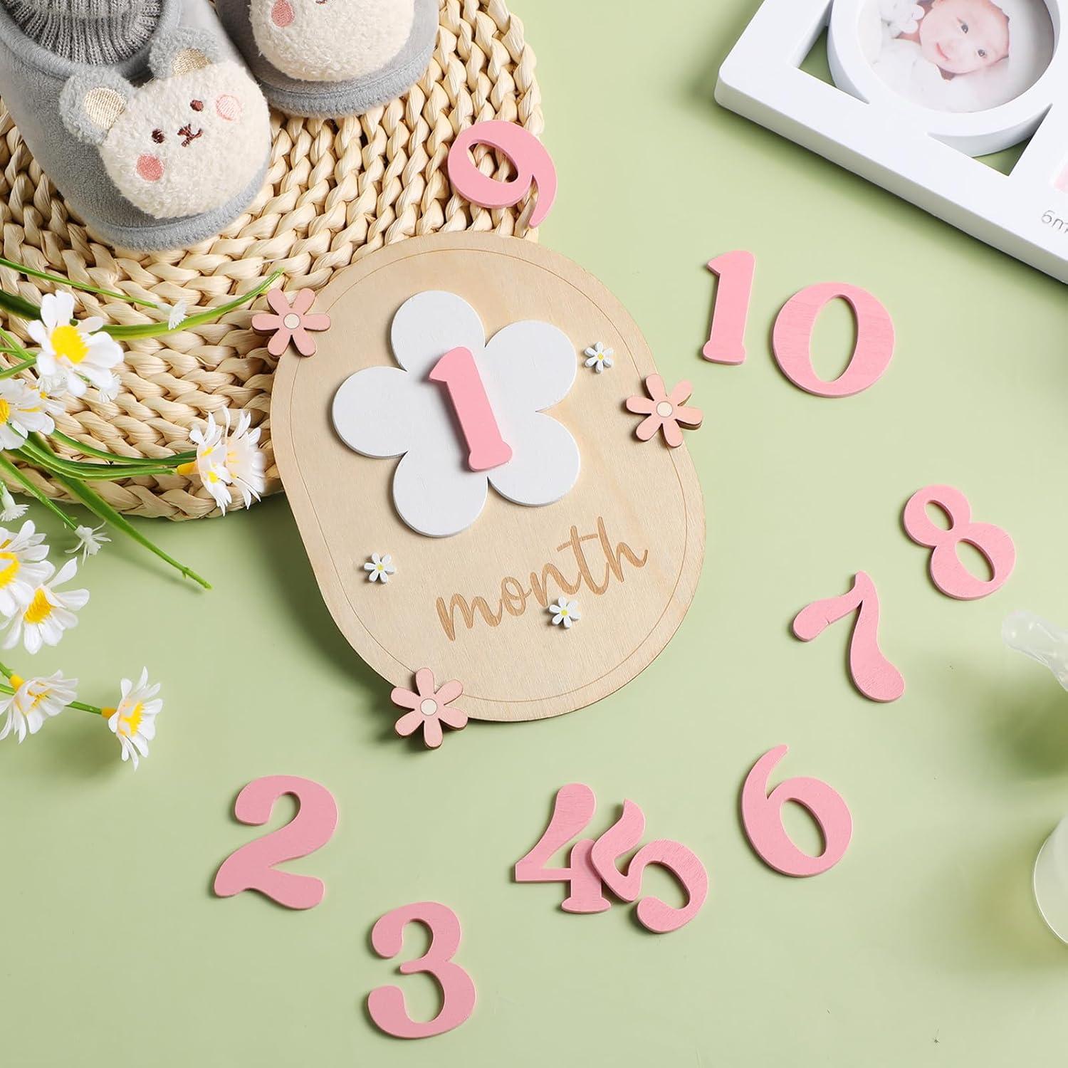 Tarjetas de Hitos Mensuales para Bebés Beeveer - Madera 16x13cm