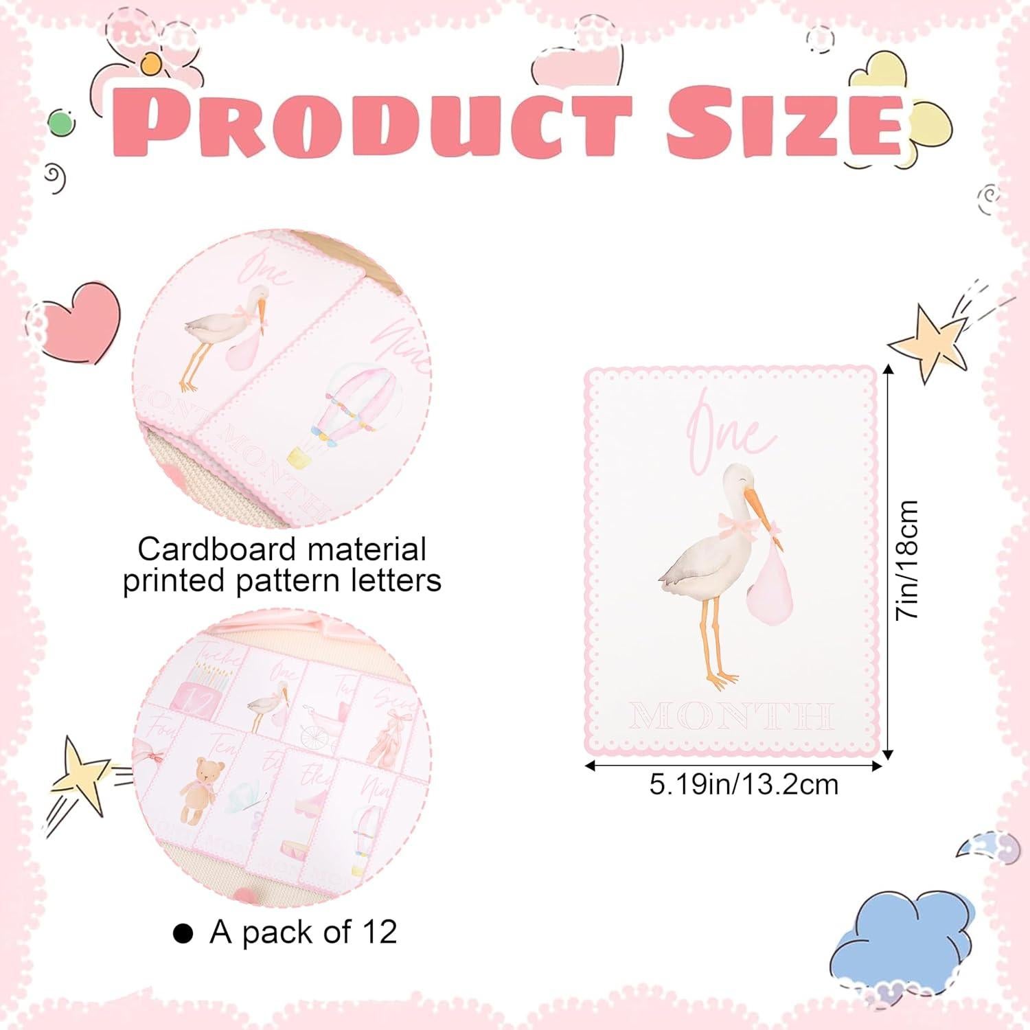 Tarjetas de Hito Mensuales WAUAO - Rosa, Accesorios para Fotos