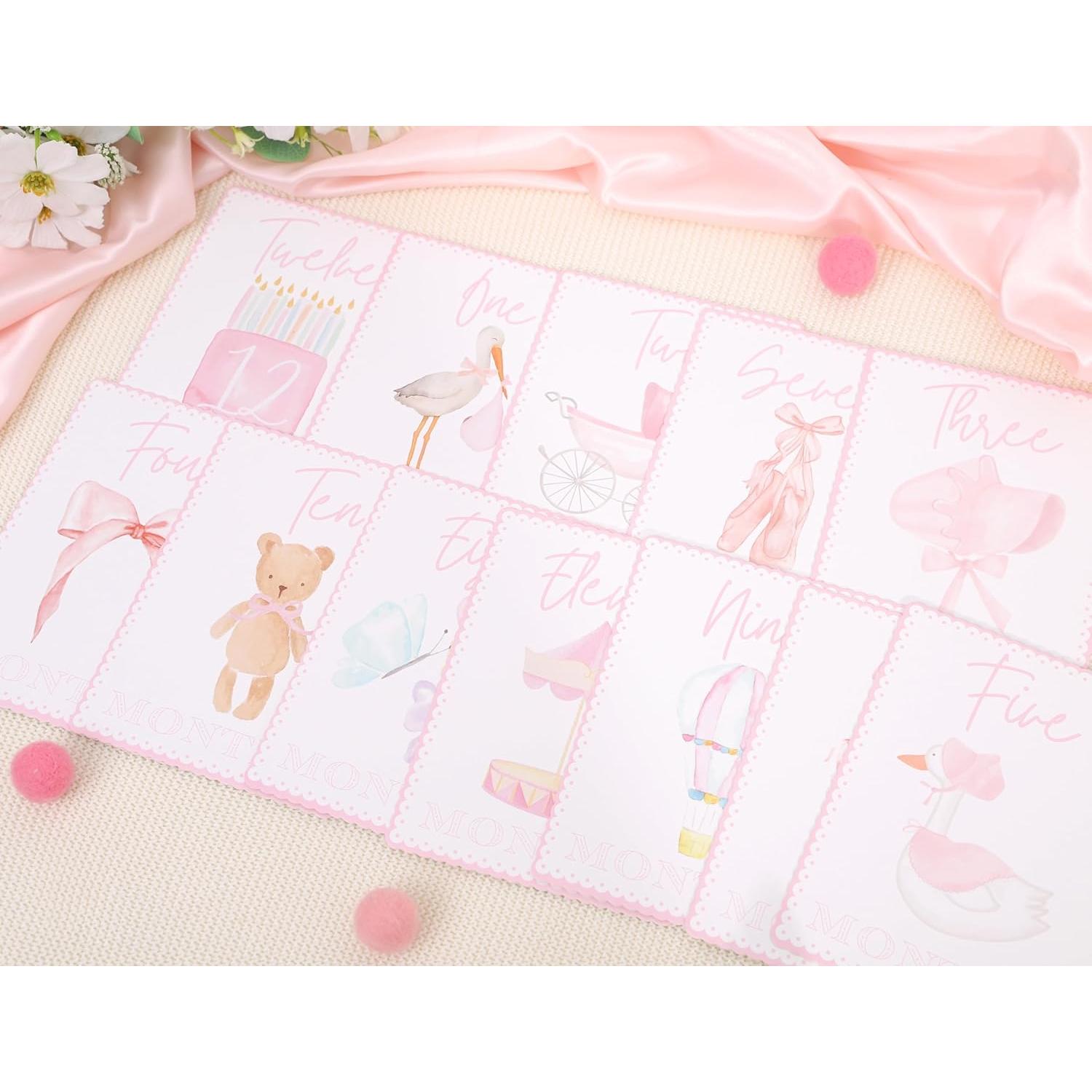 Tarjetas de Hito Mensuales WAUAO - Rosa, Accesorios para Fotos