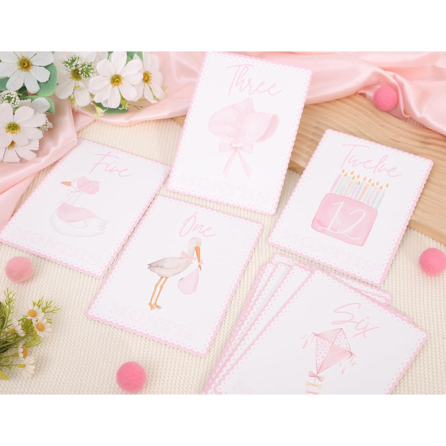 Tarjetas de Hito Mensuales WAUAO - Rosa, Accesorios para Fotos
