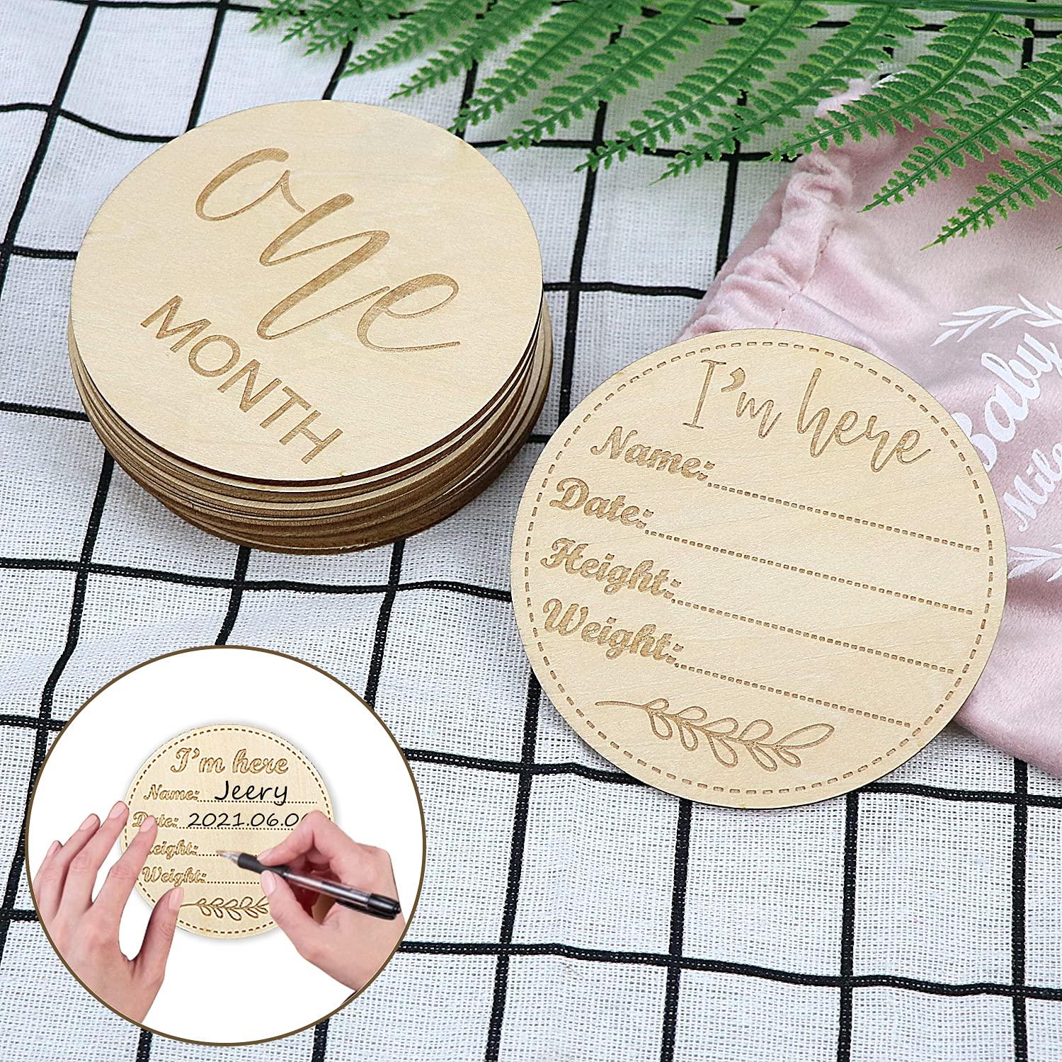 Tarjetas de Hitos para Bebés de Madera Malihome - Set de 13