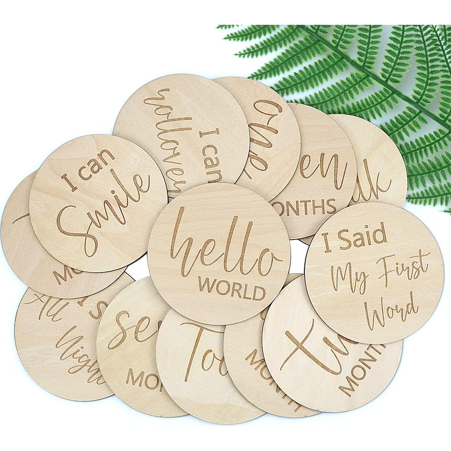 Tarjetas de Hitos para Bebés de Madera Malihome - Set de 13