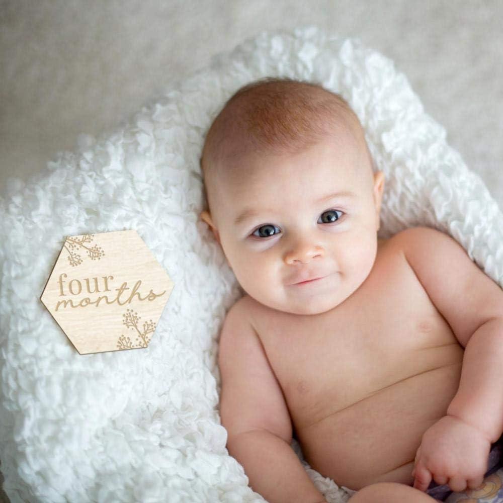 Tarjetas Mensuales de Bebé de Madera Floral - 24 Frases + Tarjeta Personalizable