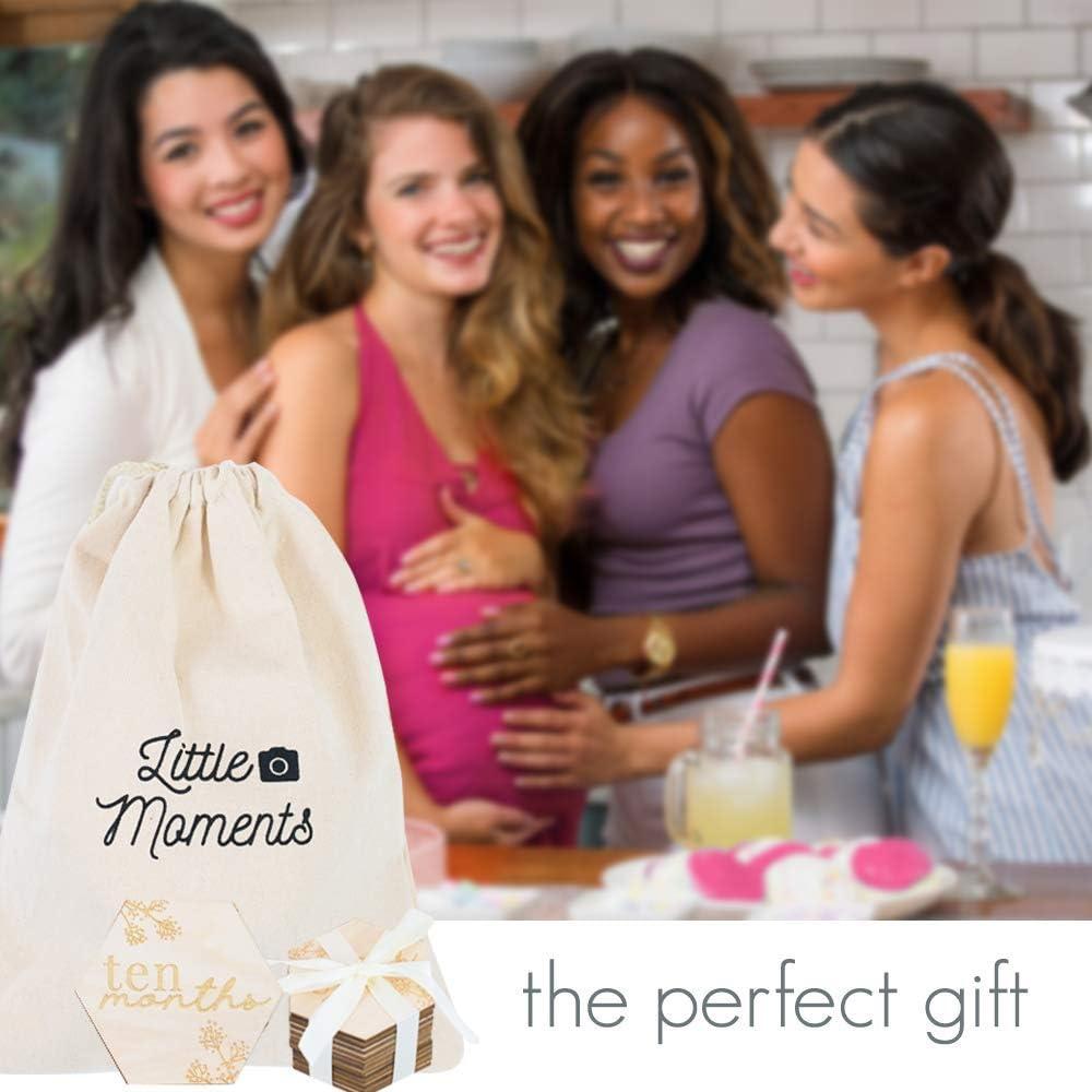 Tarjetas Mensuales de Bebé de Madera Floral - 24 Frases + Tarjeta Personalizable