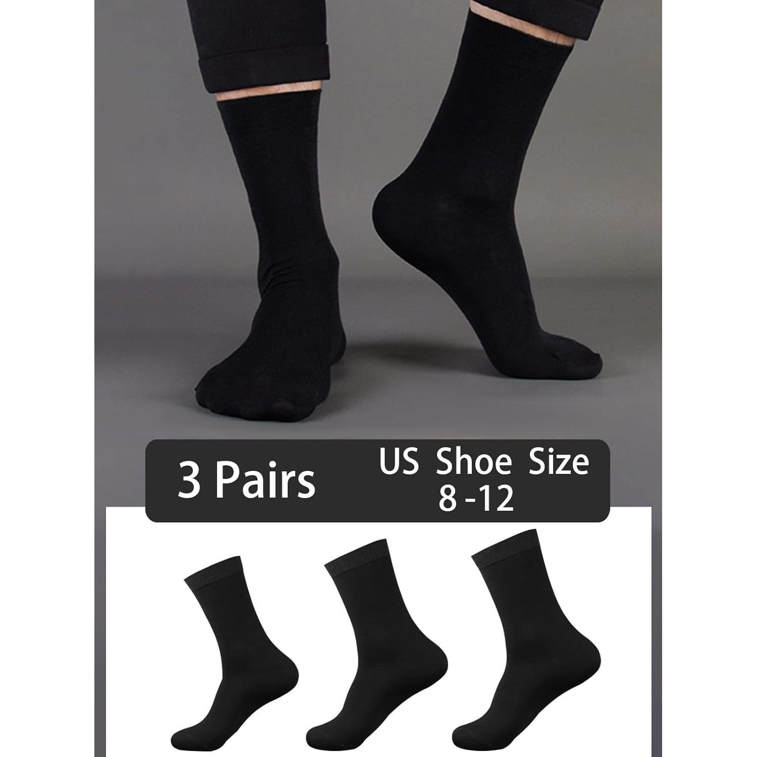 Calcetines de seda para hombres Lonxu - 3 pares negros transpirables