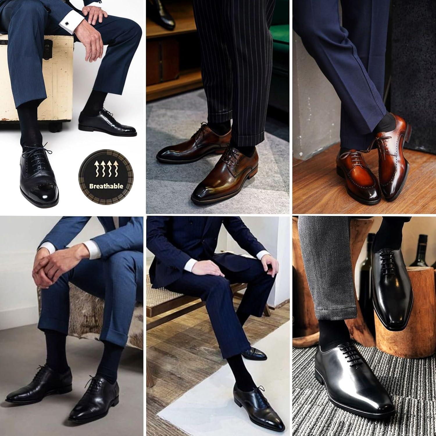 Calcetines de seda para hombres Lonxu - 3 pares negros transpirables