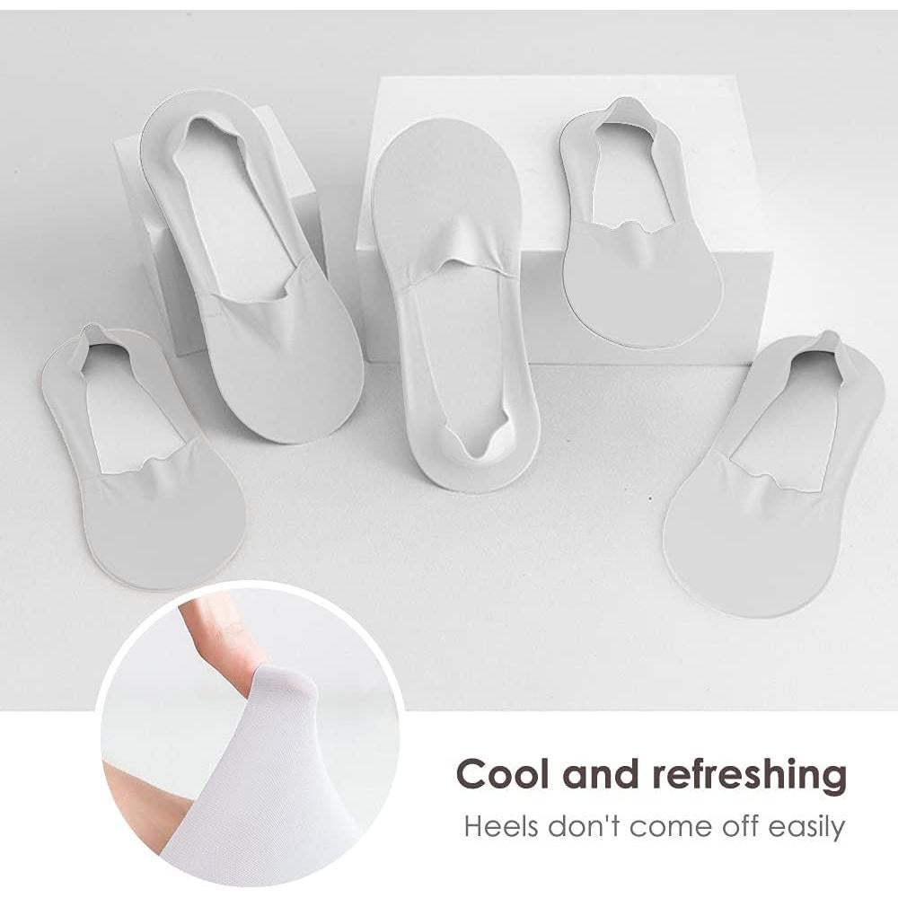 Calcetines Invisibles Antideslizantes para Mujeres - 5 Pares Blancos