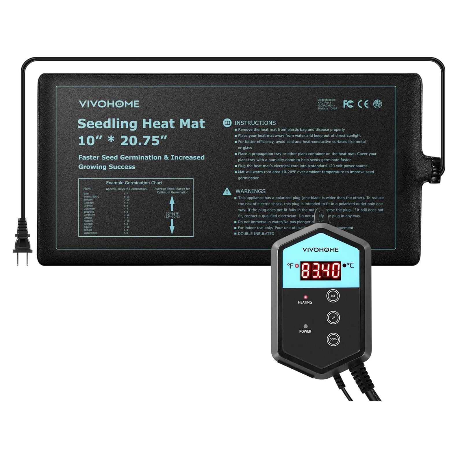 Alfombrilla Térmica VIVOHOME 25.4x52.7cm + Controlador Digital