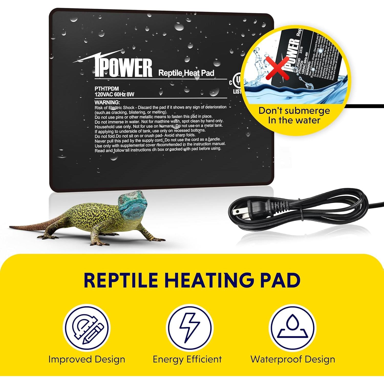 Almohadilla Térmica para Reptiles iPower 15x20 cm Calentador