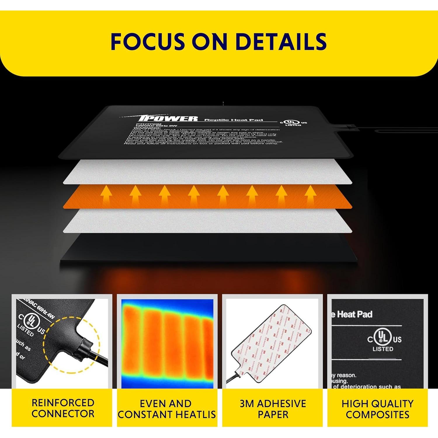 Almohadilla Térmica para Reptiles iPower 15x20 cm Calentador
