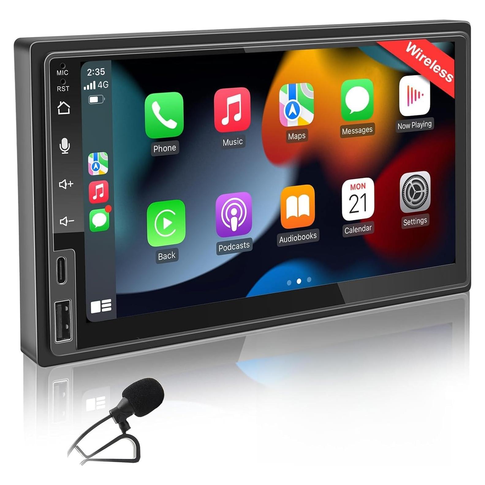 Estéreo de Coche Doble Din Bouwoima 7" CarPlay y Android Auto
