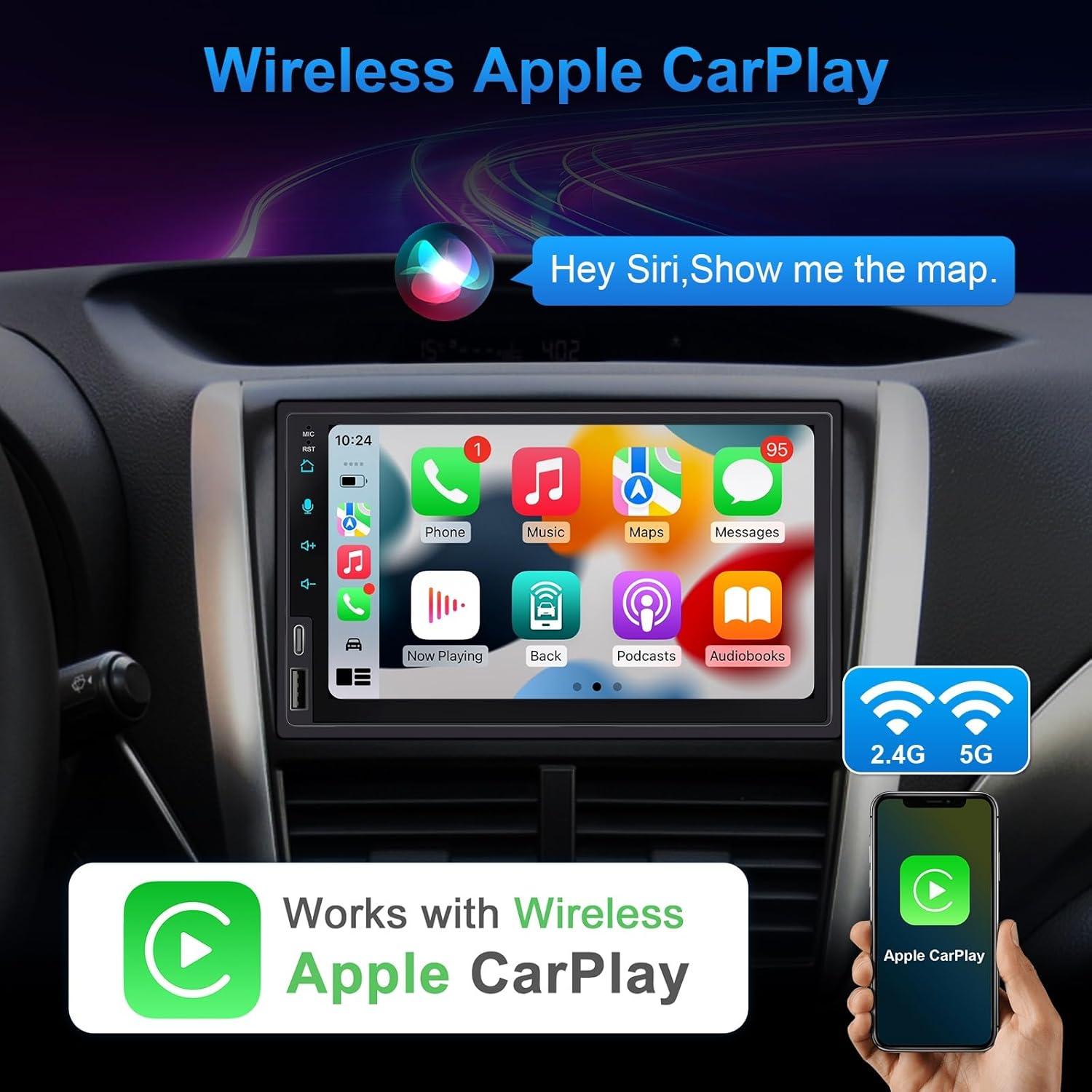 Estéreo de Coche Doble Din Bouwoima 7" CarPlay y Android Auto