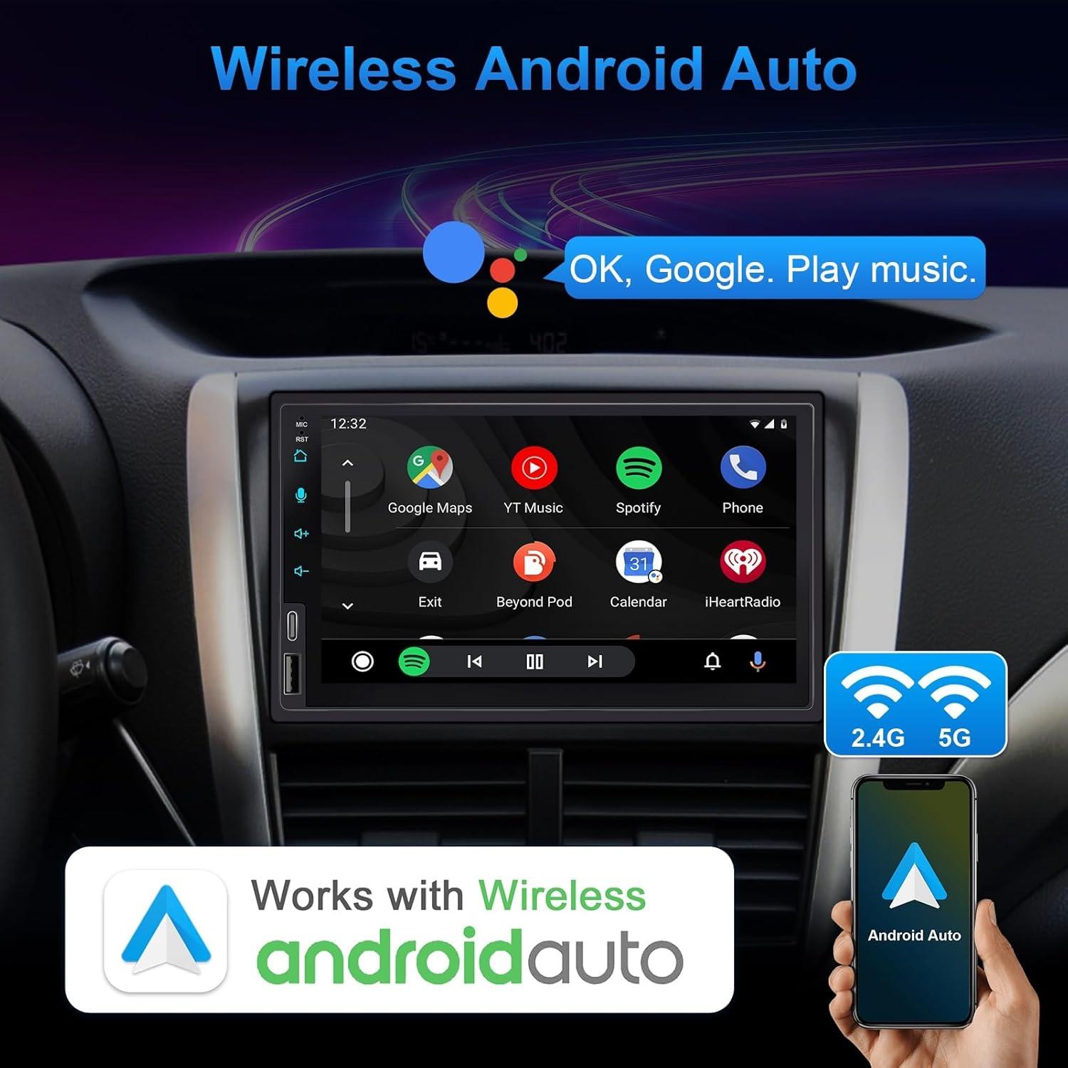 Estéreo de Coche Doble Din Bouwoima 7" CarPlay y Android Auto