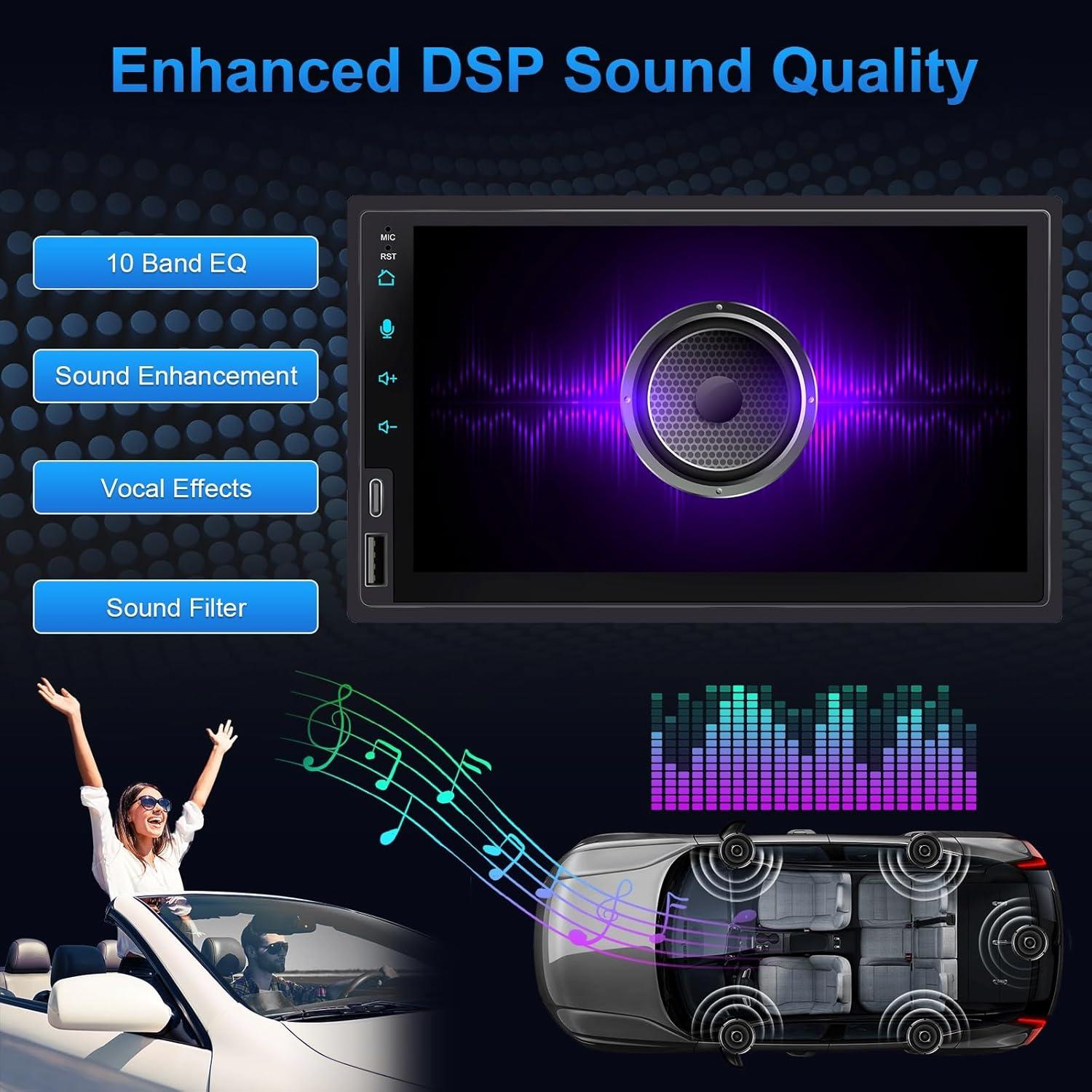 Estéreo de Coche Doble Din Bouwoima 7" CarPlay y Android Auto