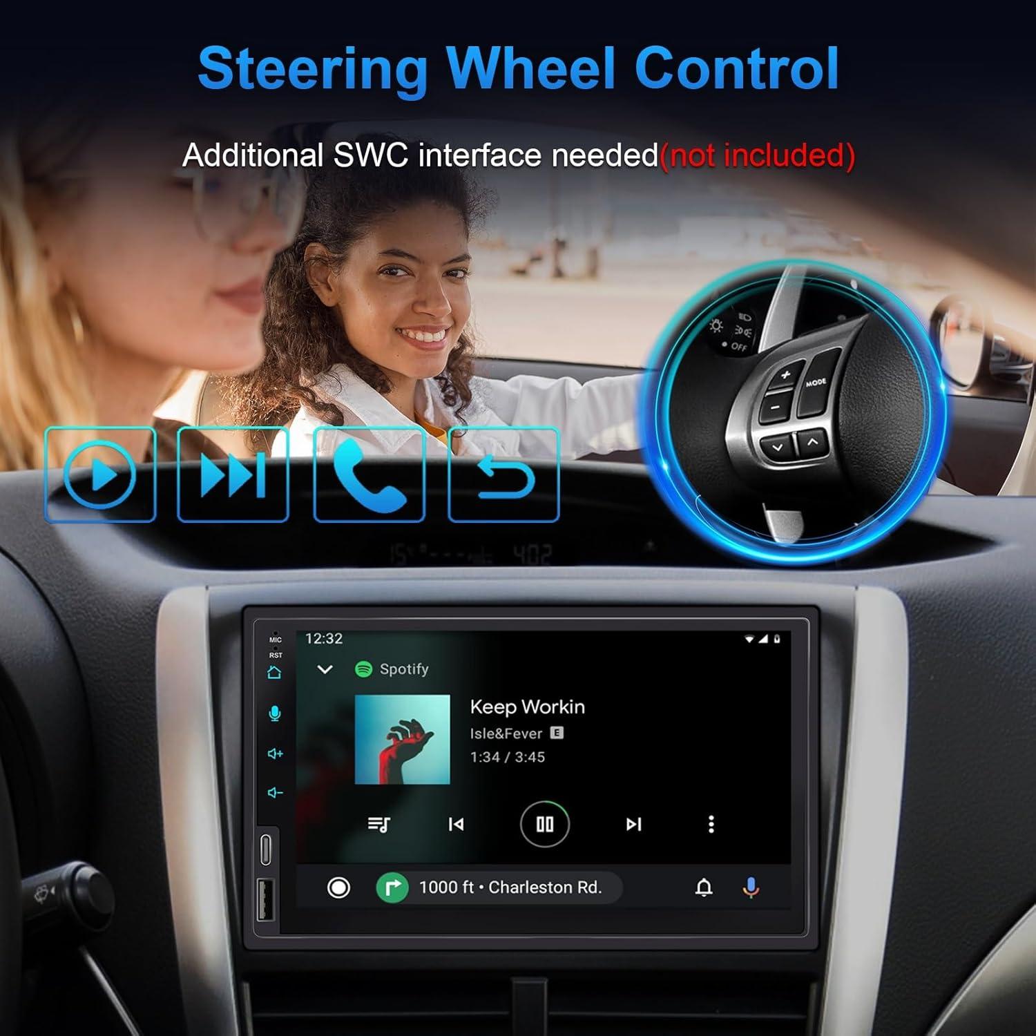 Estéreo de Coche Doble Din Bouwoima 7" CarPlay y Android Auto