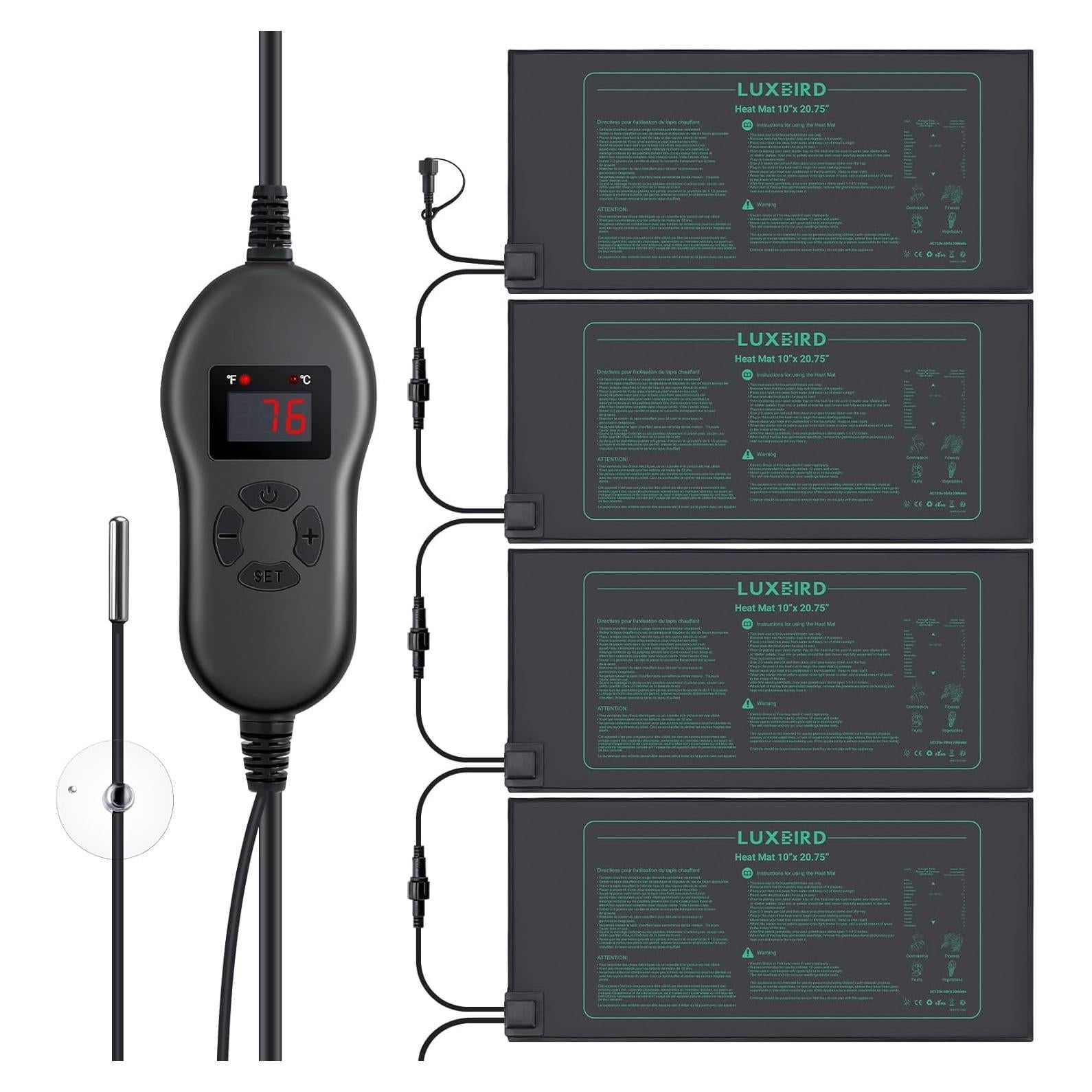 Alfombrillas Térmicas para Plántulas LUXBIRD 4 Pzas 25.4x52.7cm