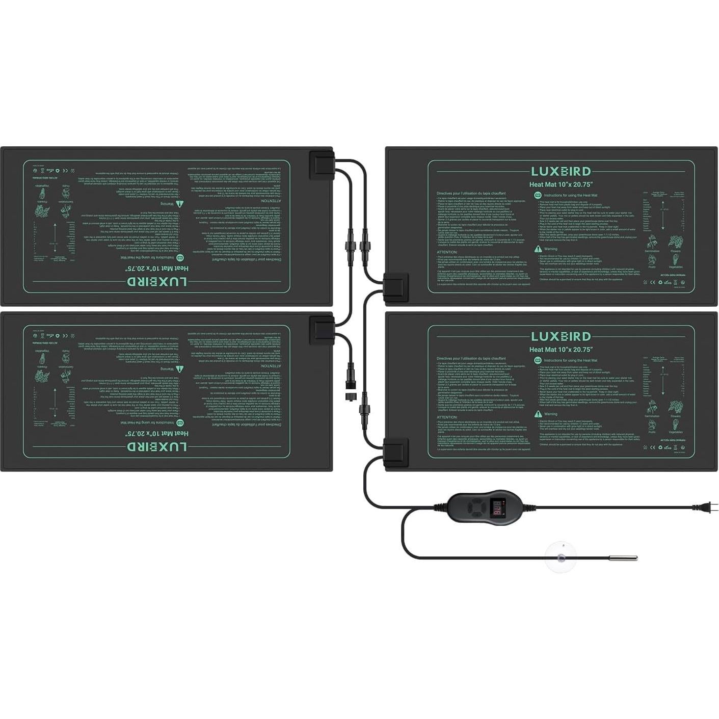 Alfombrillas Térmicas para Plántulas LUXBIRD 4 Pzas 25.4x52.7cm