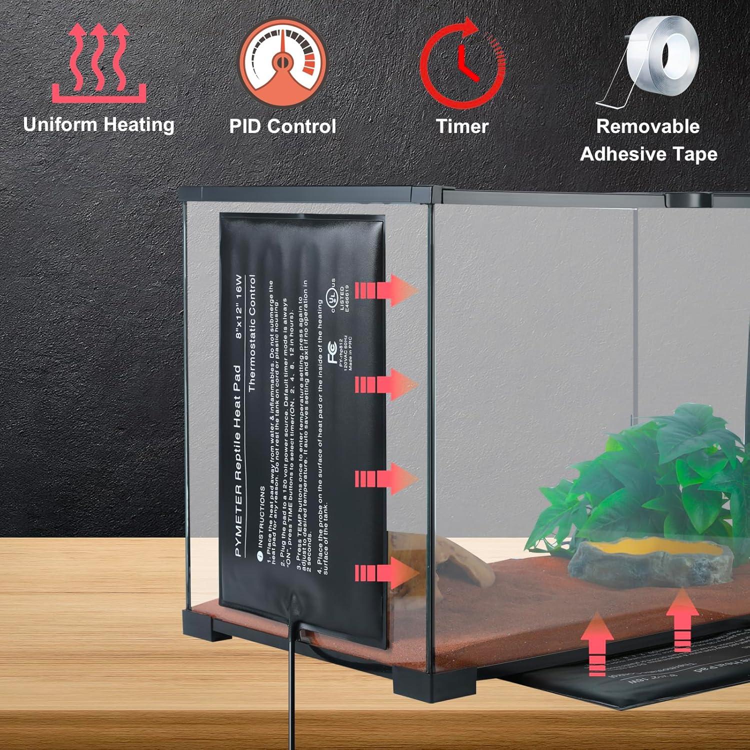 Almohadilla de Calentamiento para Reptiles Pymeter 20x30 cm con Termostato PID