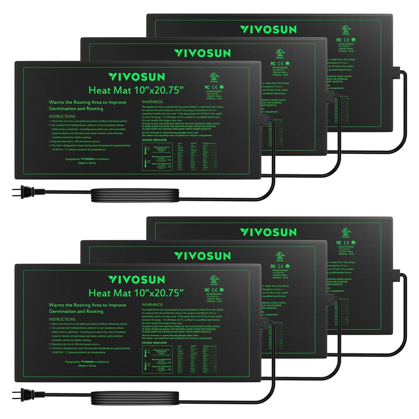 Alfombrilla Térmica VIVOSUN 6-Pack 52.7x25.4 cm Hidropónica