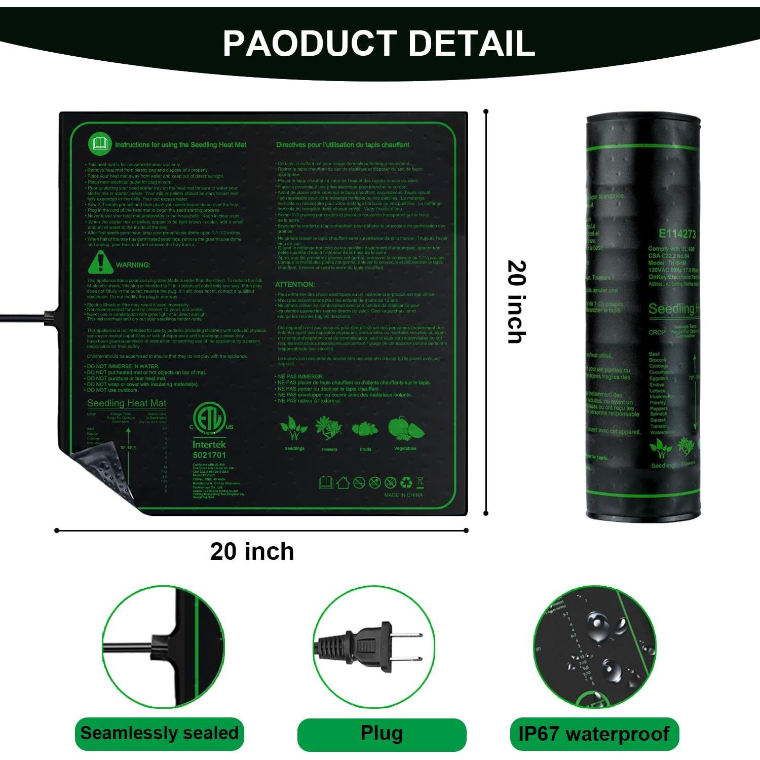 Almohadilla Térmica Ruyyi 50x50cm Impermeable para Plántulas