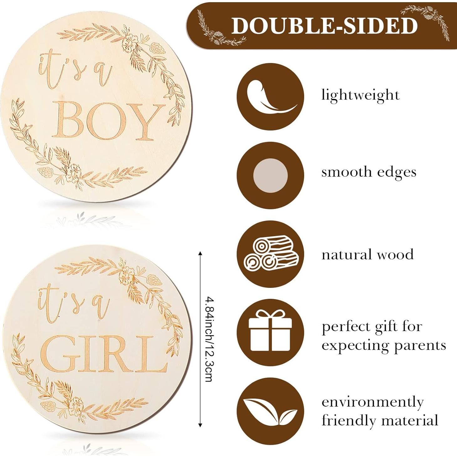 19 Carteles de Hitos del Embarazo Chunful 12x12 cm Madera