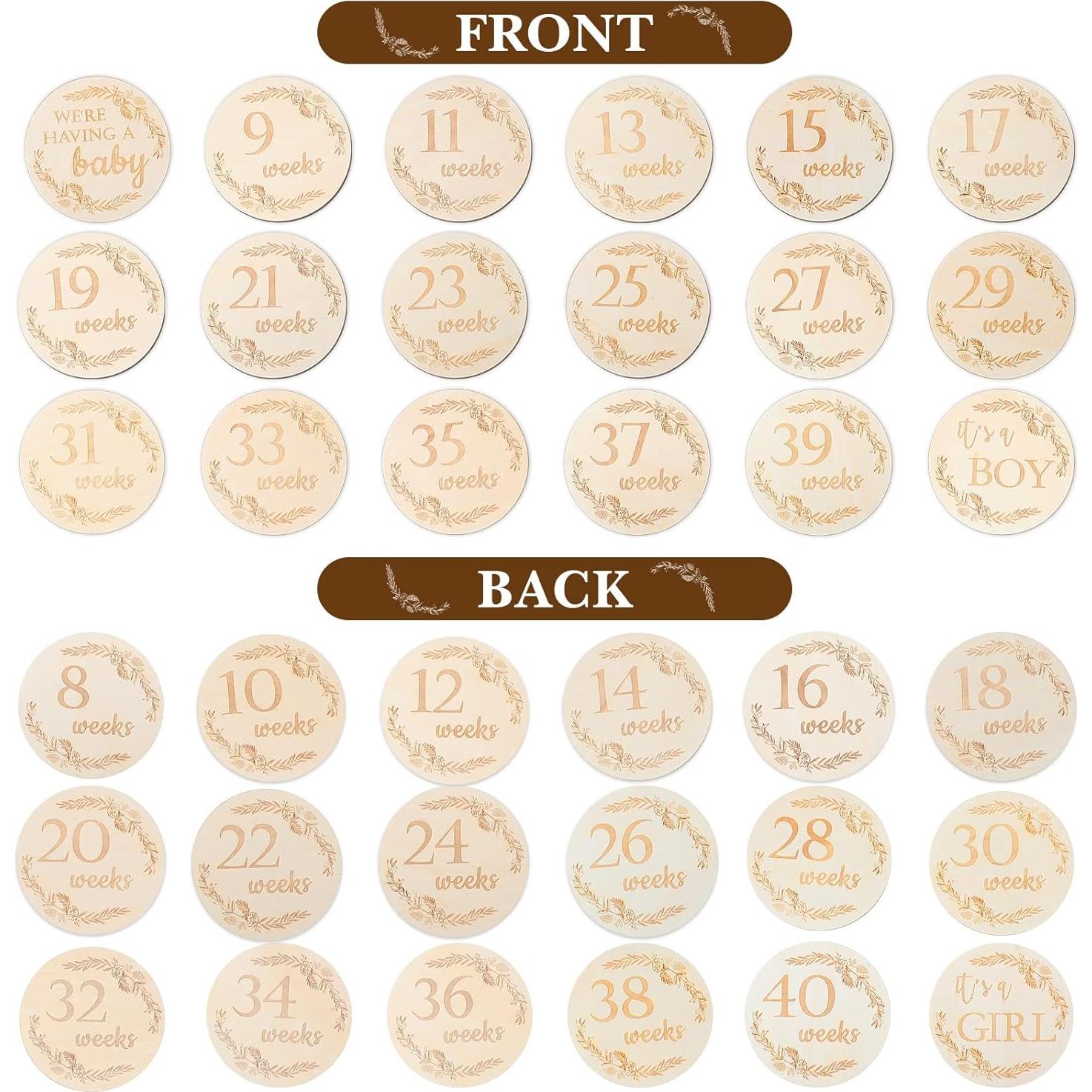 19 Carteles de Hitos del Embarazo Chunful 12x12 cm Madera