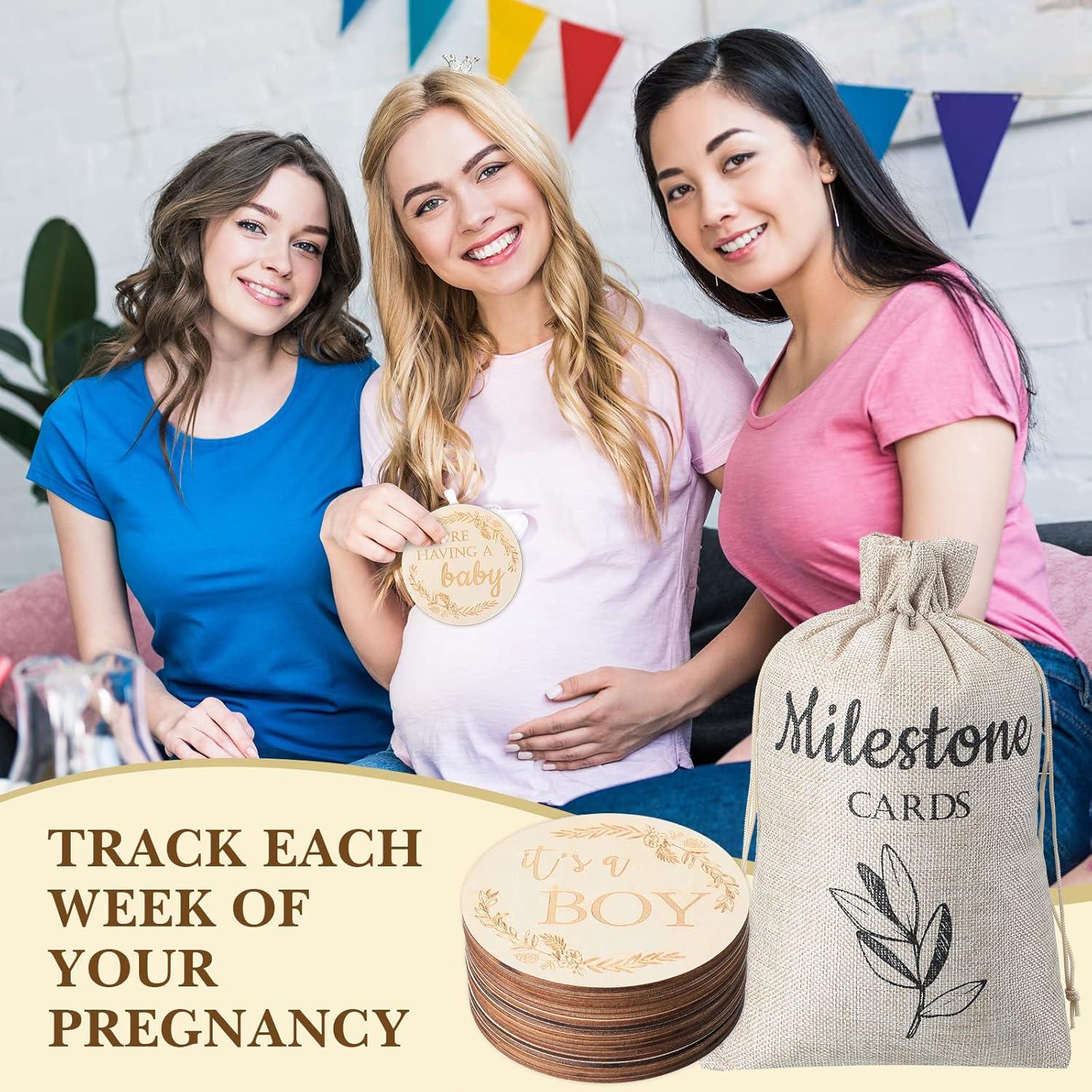 19 Carteles de Hitos del Embarazo Chunful 12x12 cm Madera