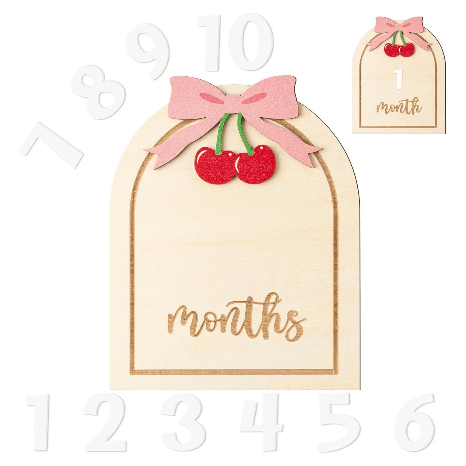 Tarjetas de Hitos Mensuales para Bebés R HORSE - Madera con Lazo Rosa 3D