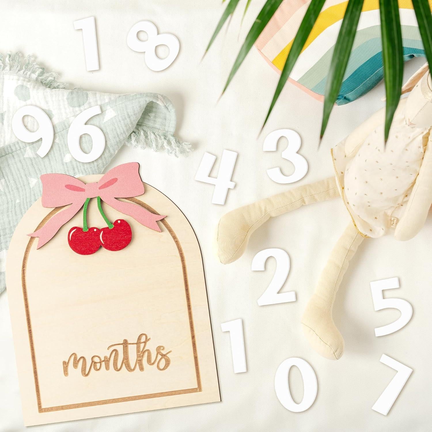 Tarjetas de Hitos Mensuales para Bebés R HORSE - Madera con Lazo Rosa 3D