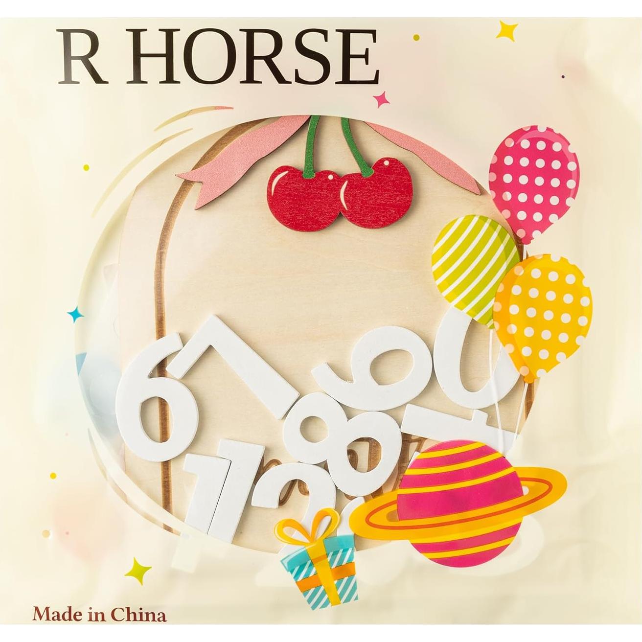 Tarjetas de Hitos Mensuales para Bebés R HORSE - Madera con Lazo Rosa 3D