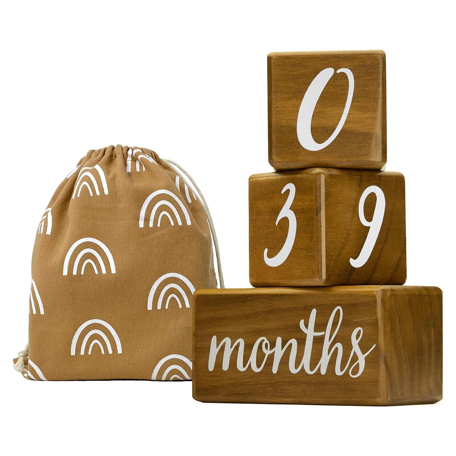 Bloques de Hitos para Bebés de Madera de Pino Natural - 4 Piezas