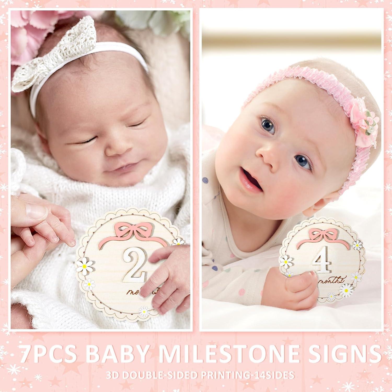 Tarjetas de Hitos Mensuales para Bebés - Hola Mundo - Rosa