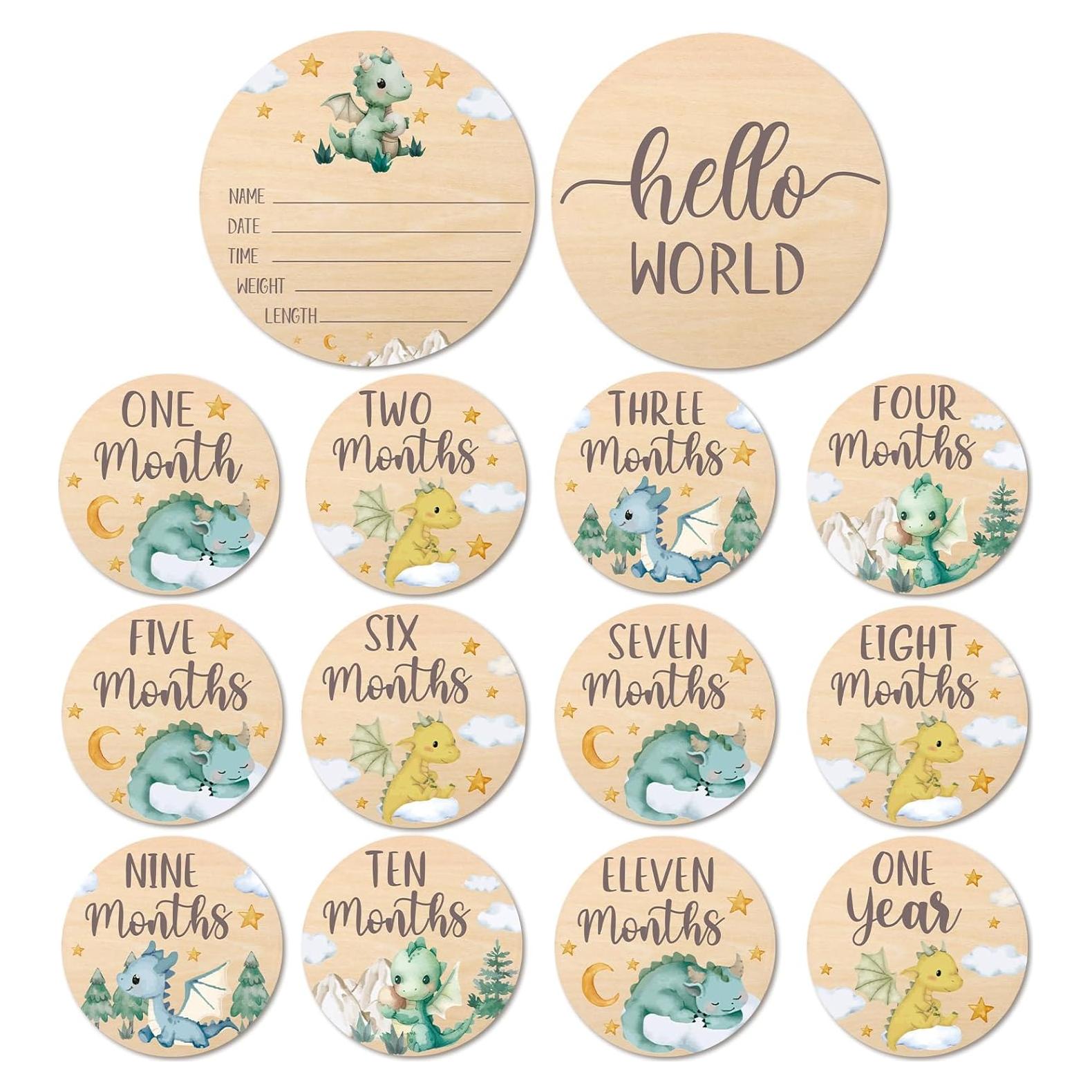 Tarjetas de Hito Mensuales Bebés Dragón Pequeño Huray Rayho