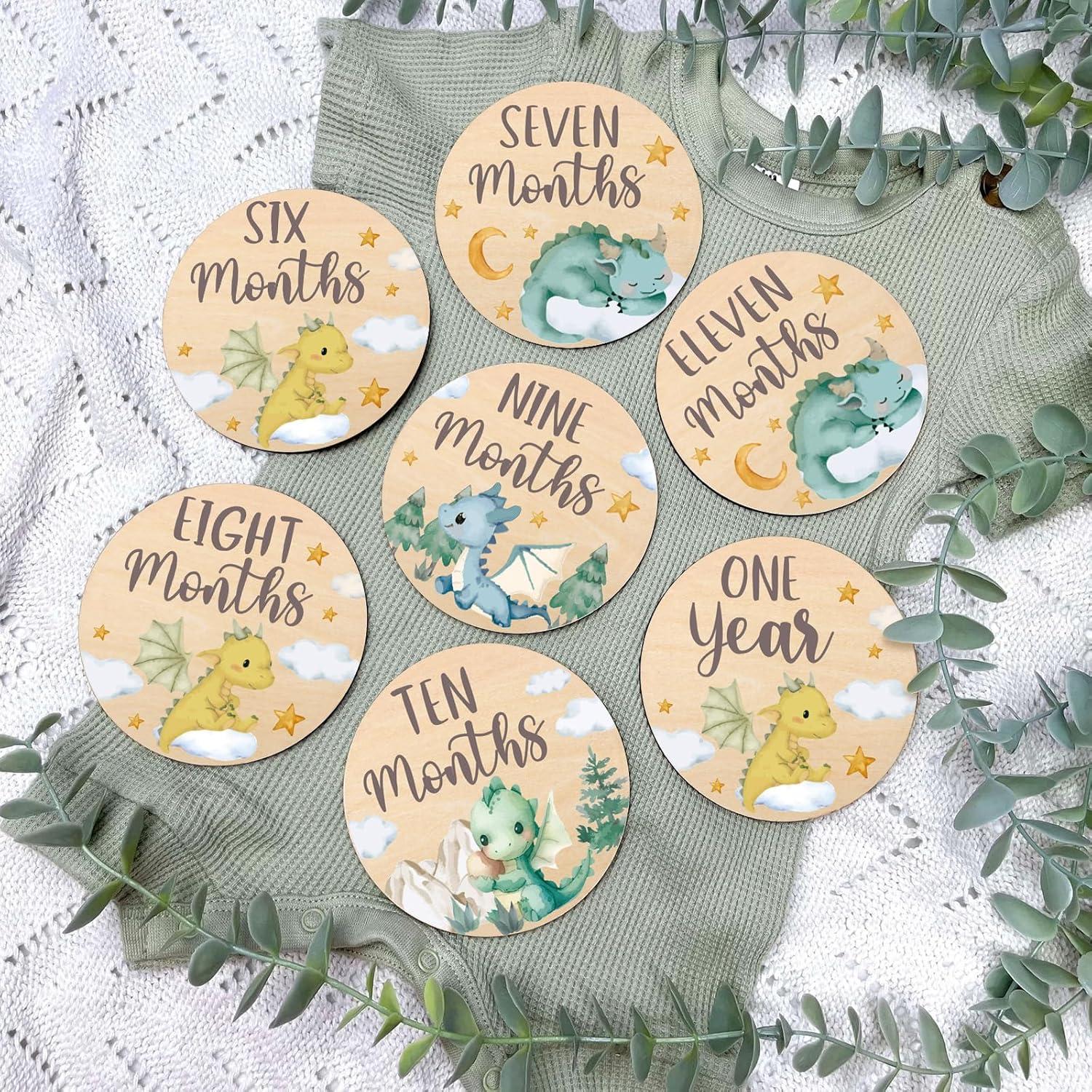 Tarjetas de Hito Mensuales Bebés Dragón Pequeño Huray Rayho