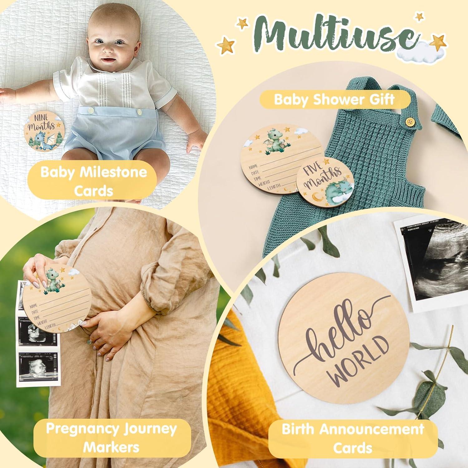 Tarjetas de Hito Mensuales Bebés Dragón Pequeño Huray Rayho