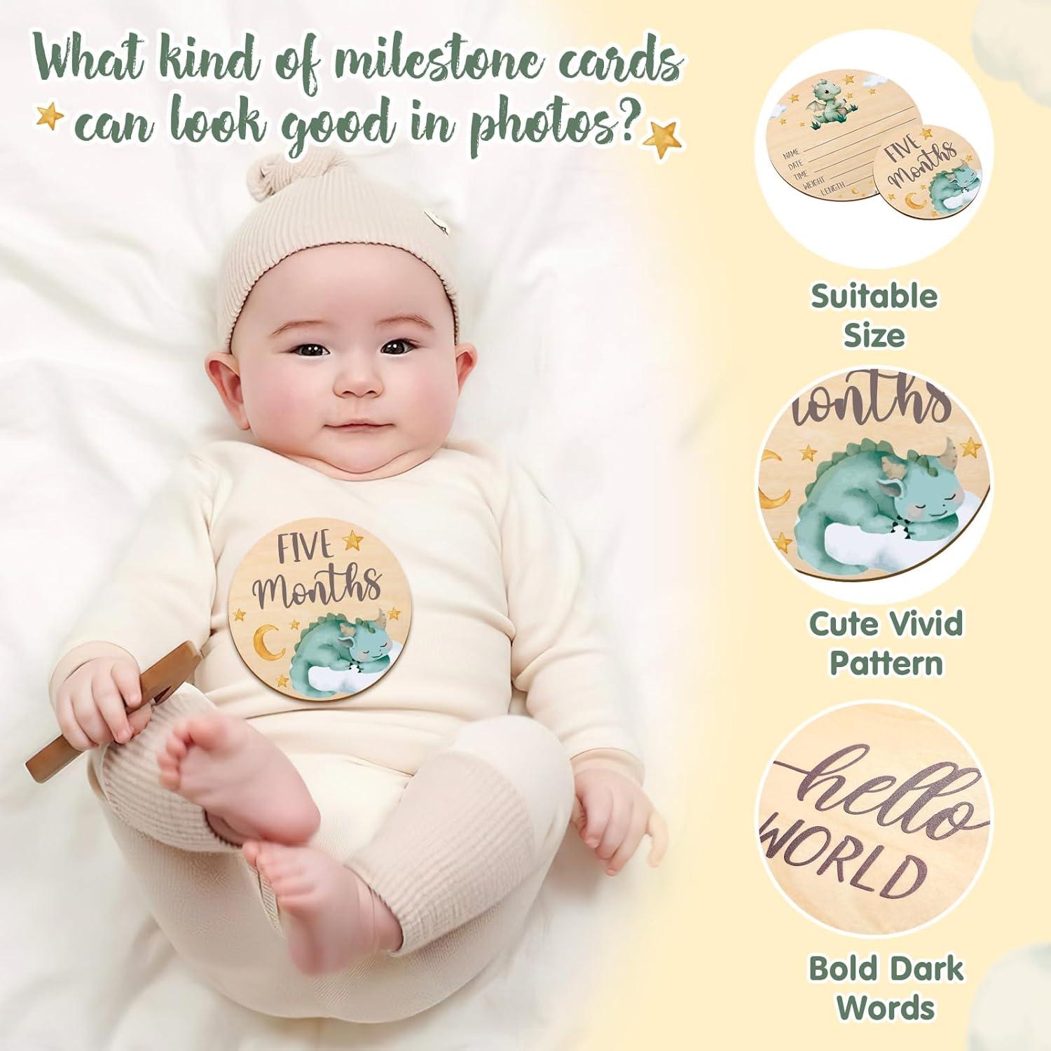 Tarjetas de Hito Mensuales Bebés Dragón Pequeño Huray Rayho