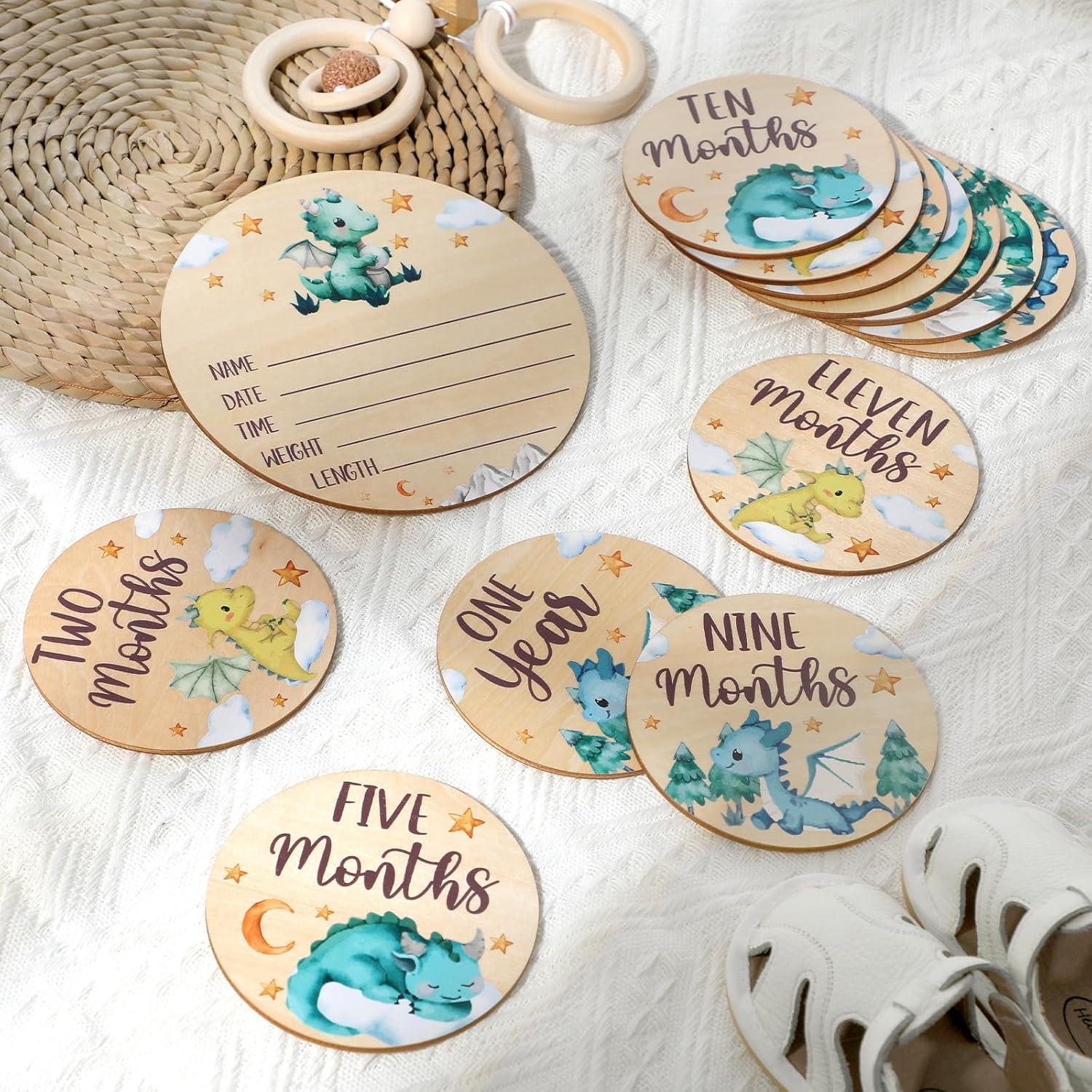 Tarjetas de Hito Mensuales Bebés Dragón Pequeño Huray Rayho