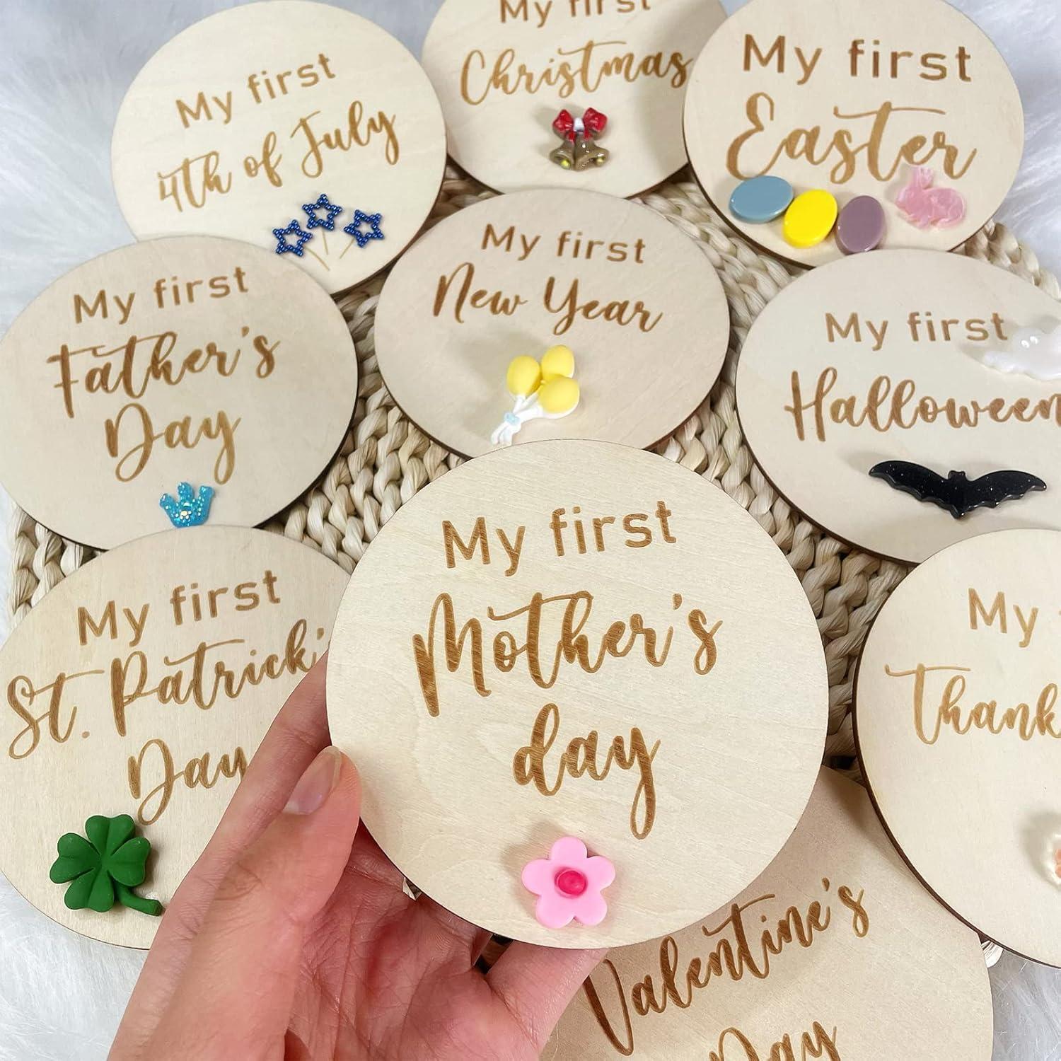 Juego de Tarjetas de Hitos de Bebé de Madera - 10 Piezas